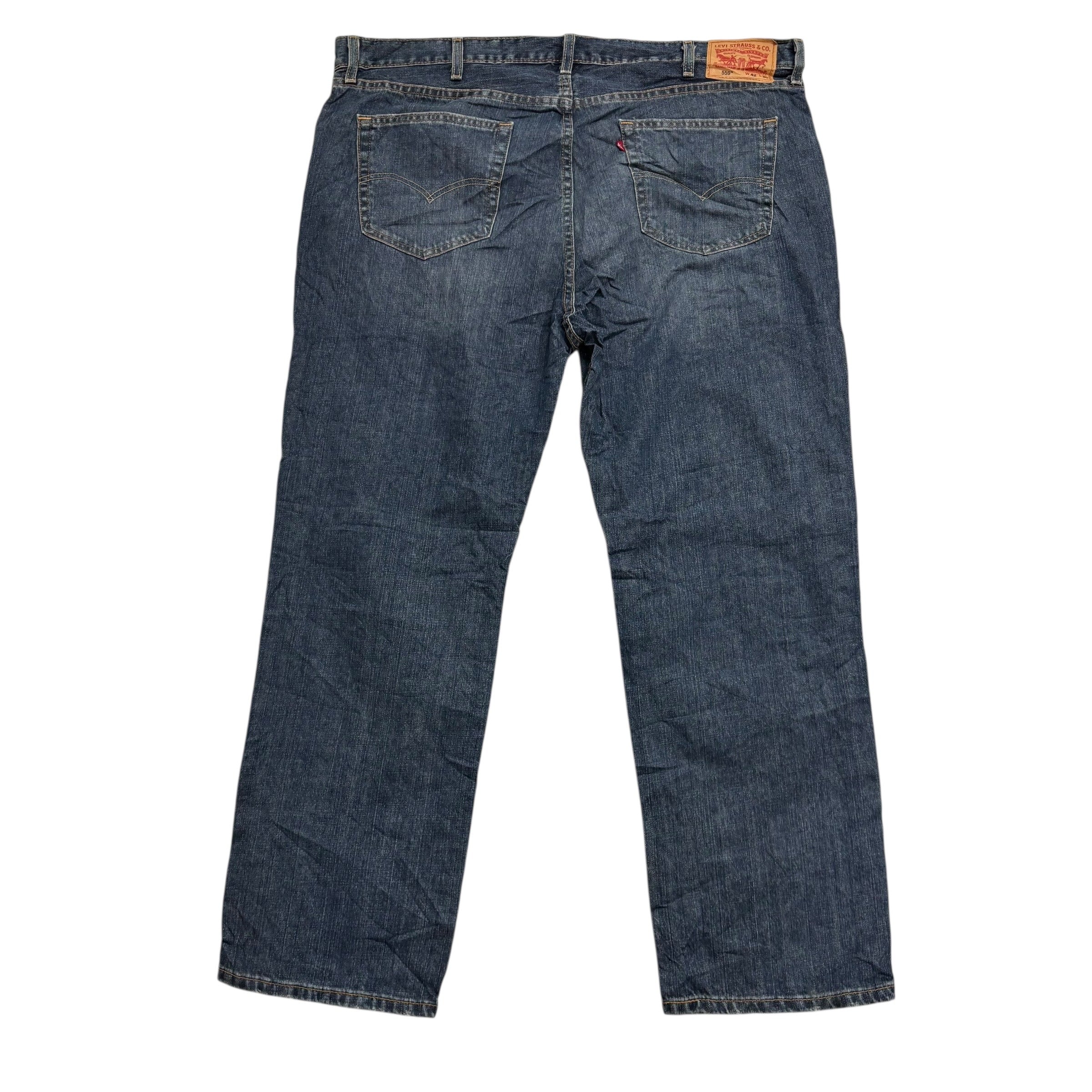 Levis 559 Jeans W42 L30 Mens Dark Blue Baggy Relaxed Straight Fit Denim (E)