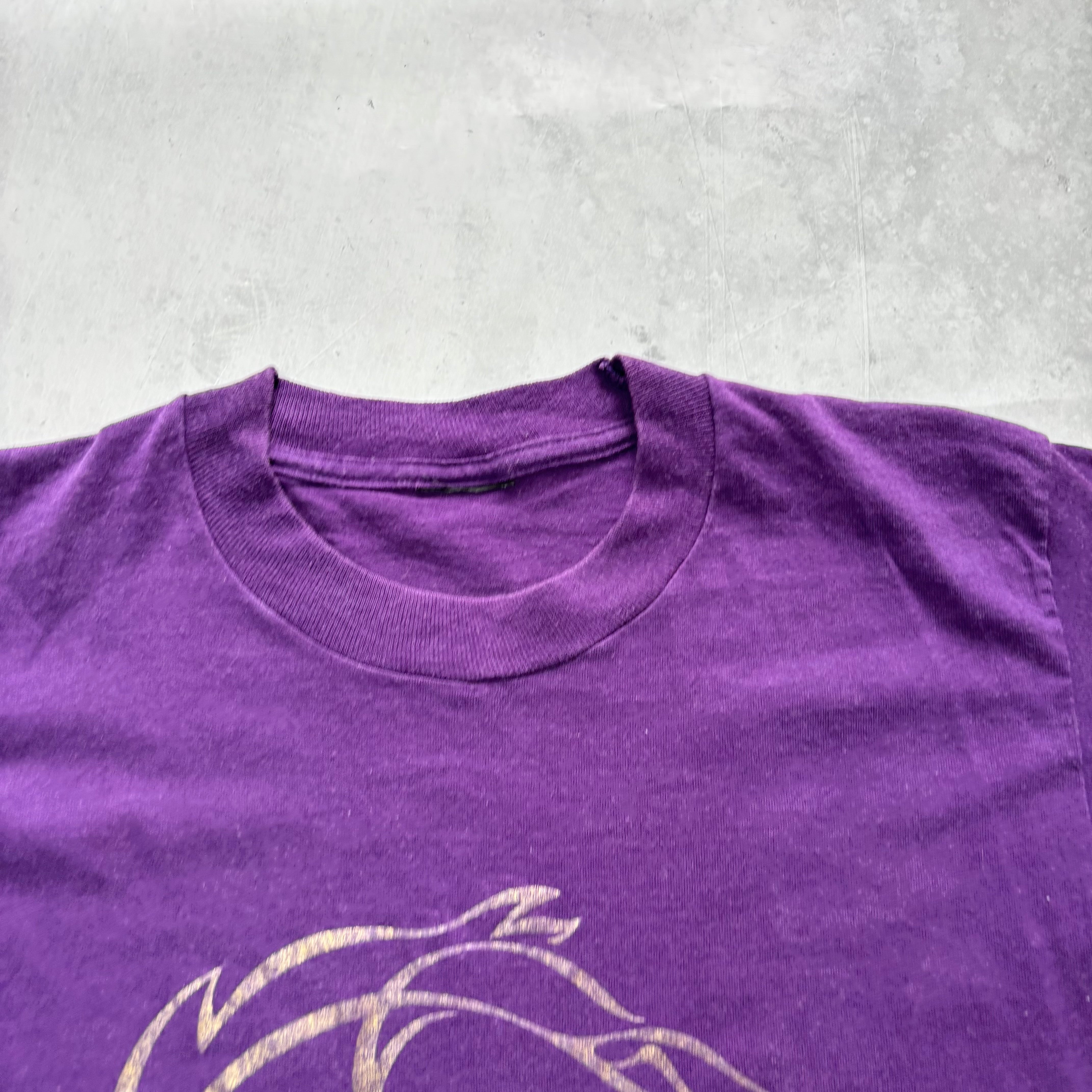 Vintage T Shirt Mens Small Purple Single Stitch Graphic Print 90s Horses (E)