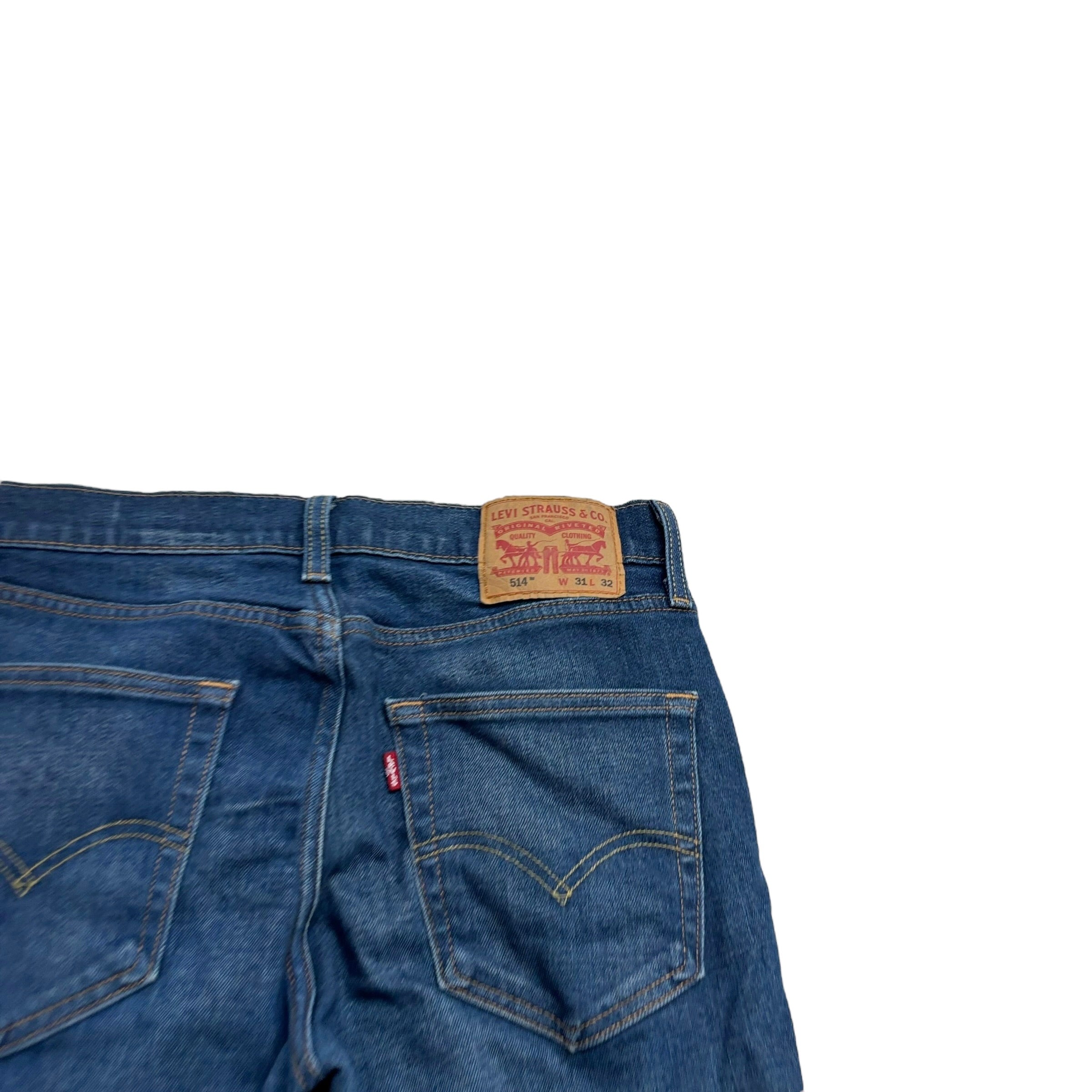 Levis 514 Jeans W31 L32 Mens Dark Blue Regular Straight Fit Stretch Denim