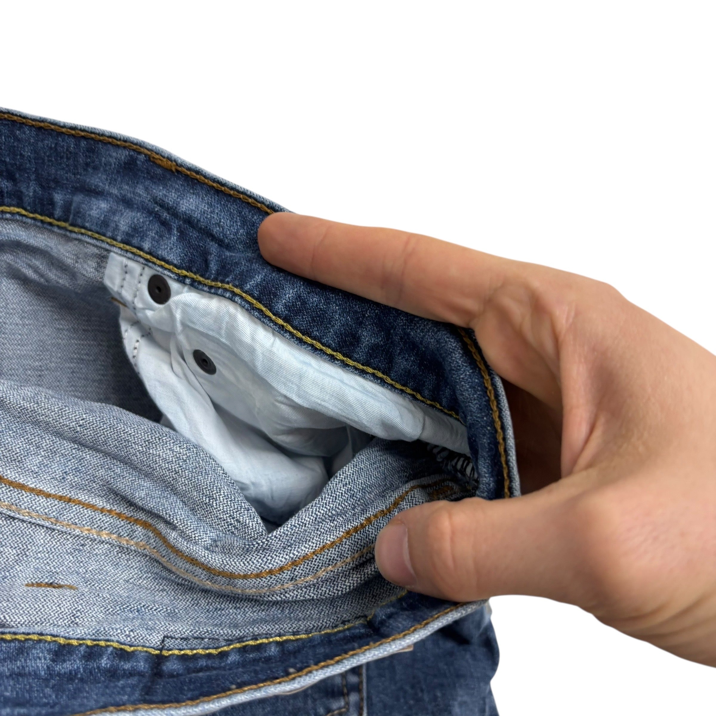 Wrangler Jeans W42 L30 Mens Mid Blue Slim Straight Fit Stretch Denim (E)