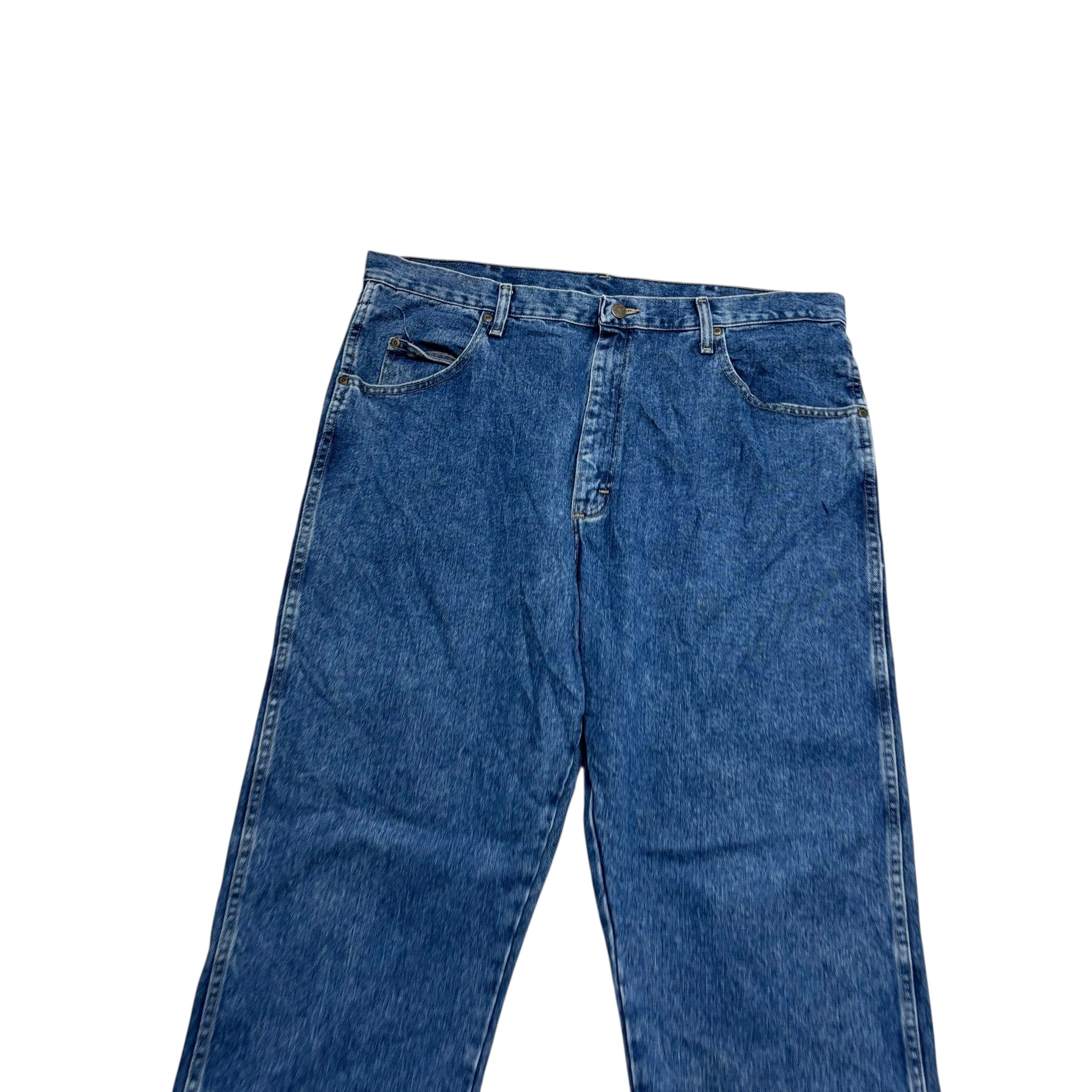 Wrangler Jeans W40 L32 Mens Mid Blue Relaxed Straight Fit Vintage Denim (E)