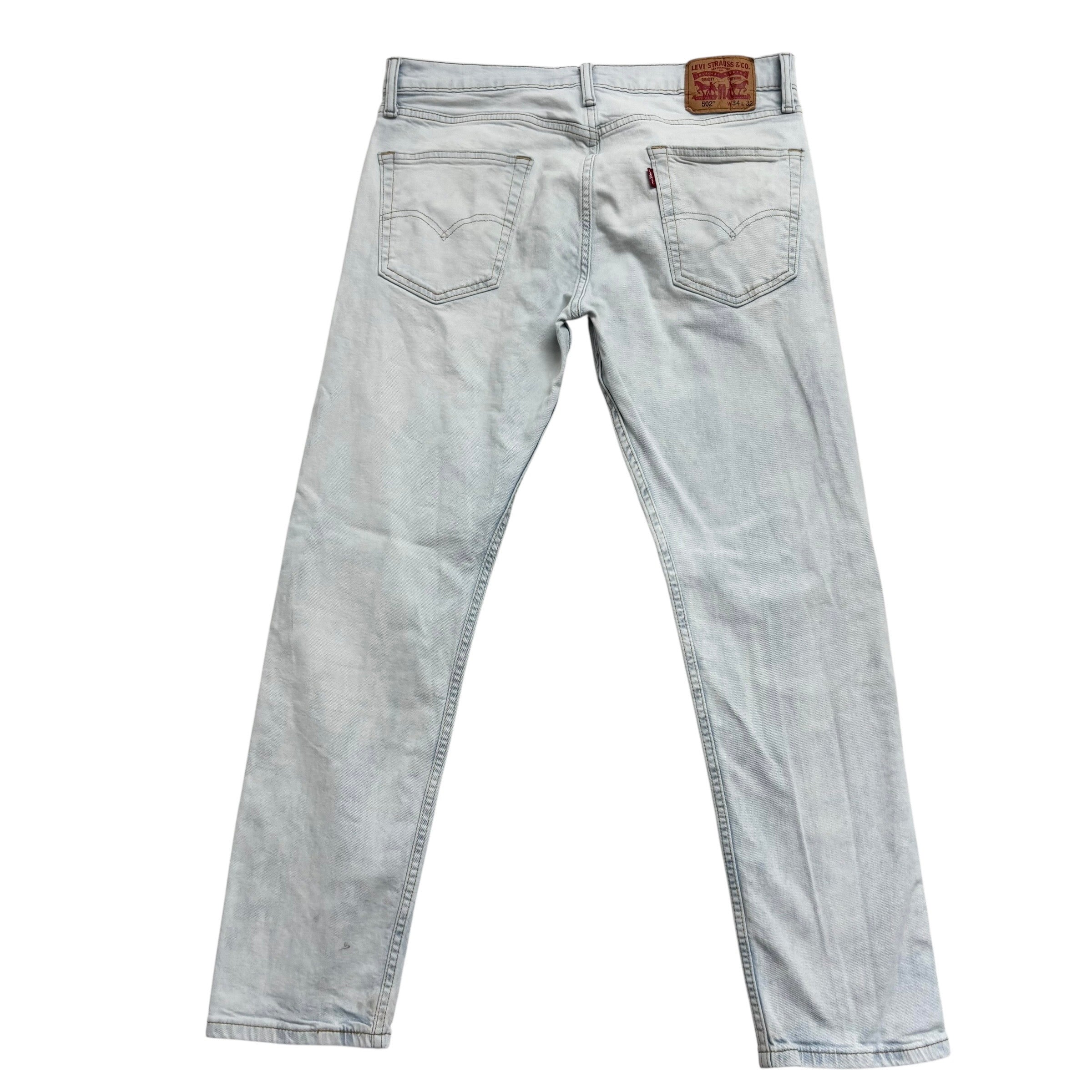 Levis 502 Jeans W34 L32 Mens Light Blue Regular Tapered Fit Stretch Denim