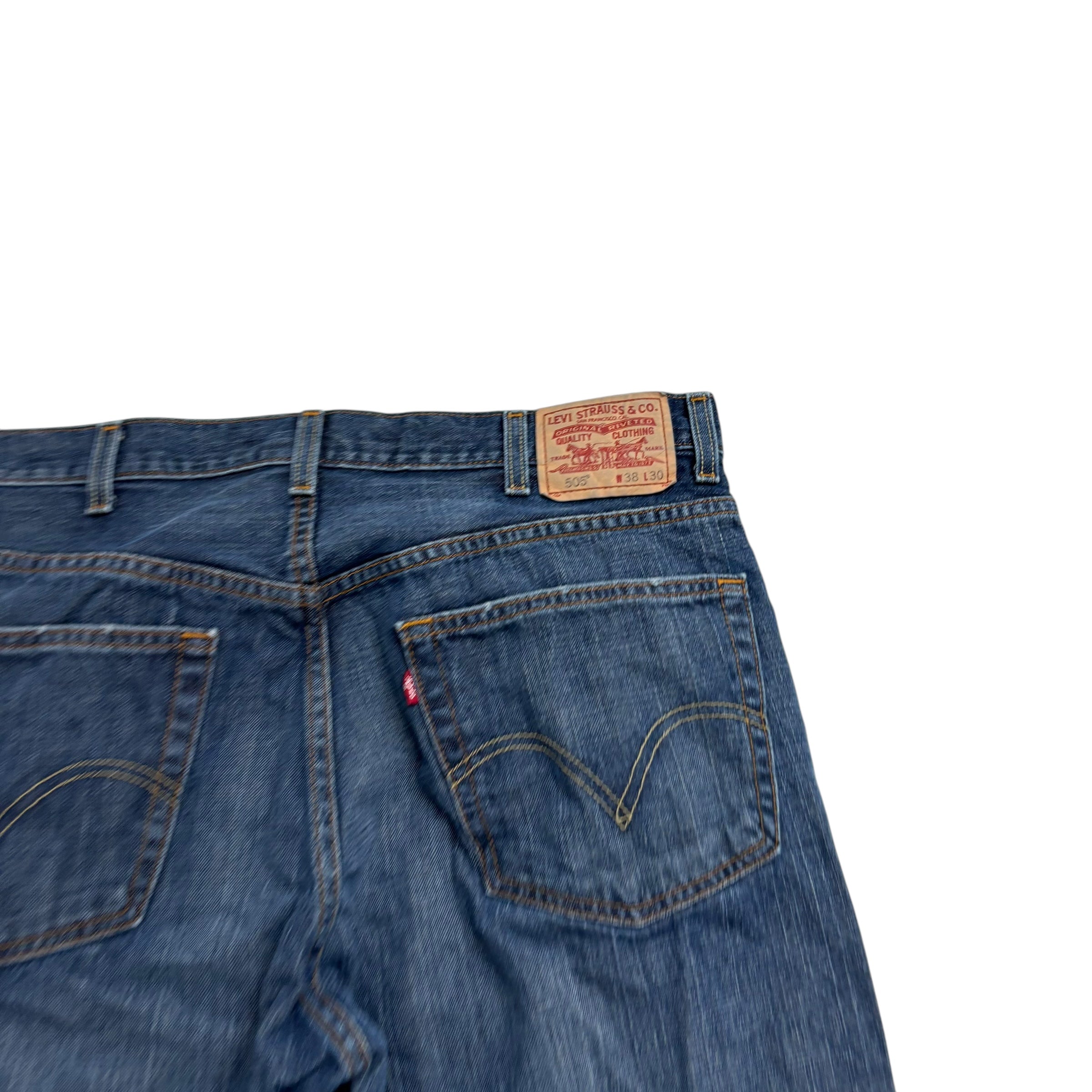 Levis 505 Jeans W38 L30 Mens Dark Blue Regular Straight Fit Vintage Denim