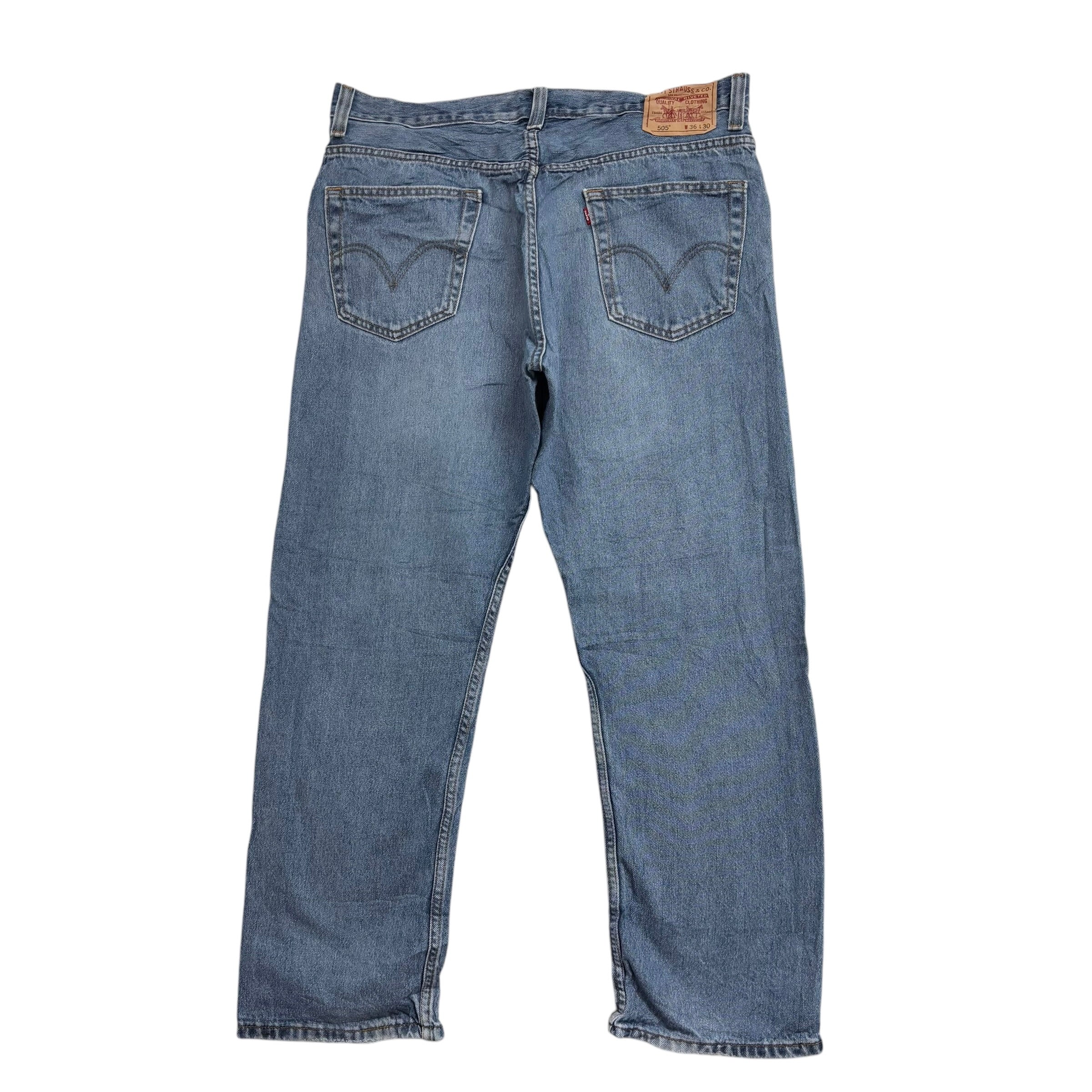 Levis 505 Jeans W36 L30 Mens Light Blue Regular Straight Fit Vintage Denim