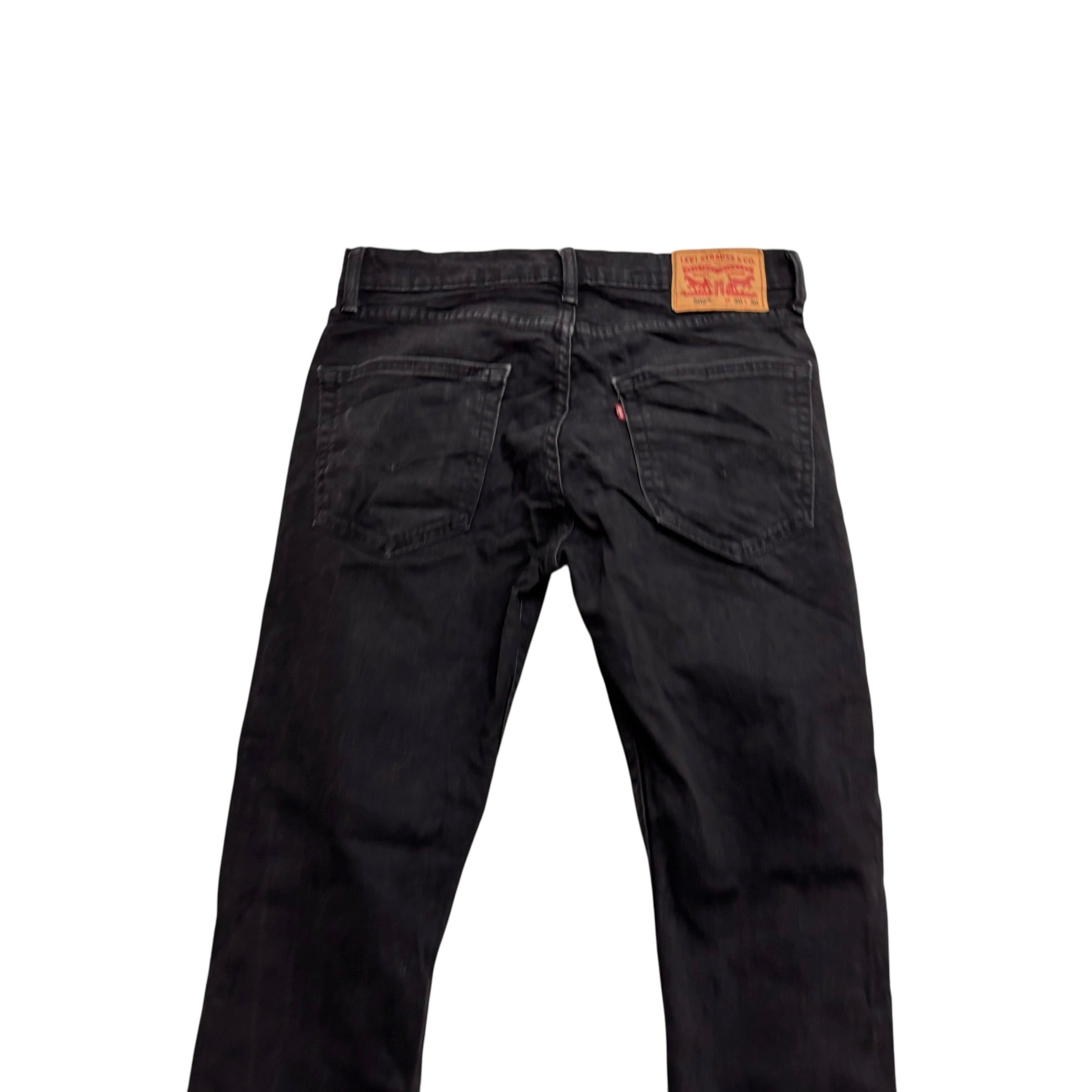 Levis 502 Jeans W30 L29 Mens Black Regular Tapered Fit Stretch Denim (E)