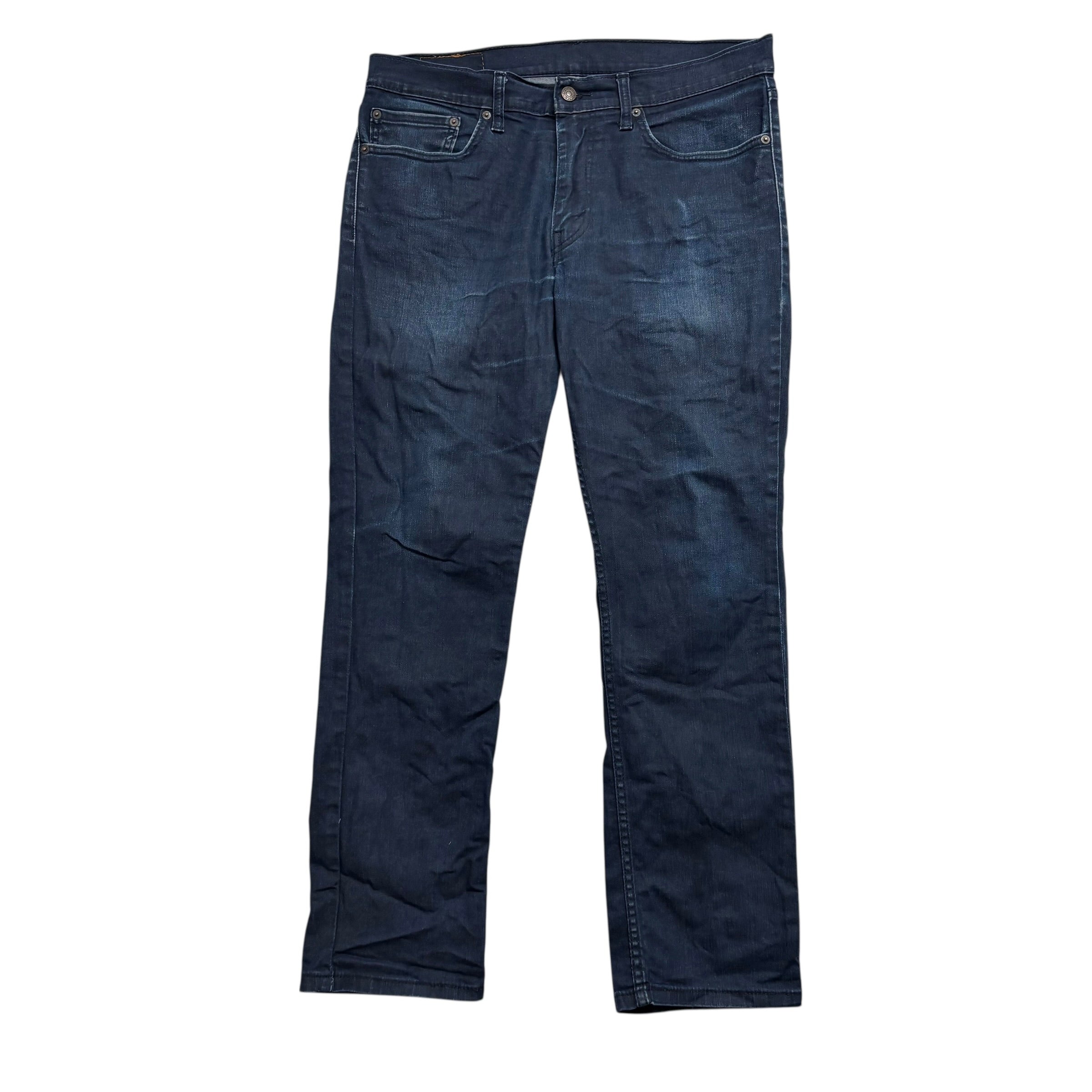 Levis 511 Jeans W34 L30 Mens Navy Blue Slim Fit Stretch Waxed Denim (F)