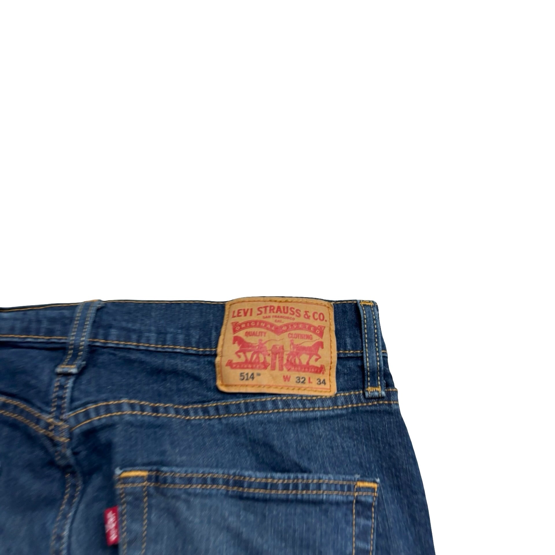 Levis 514 Jeans W32 L34 Mens Dark Blue Regular Straight Fit Stretch Denim (E)