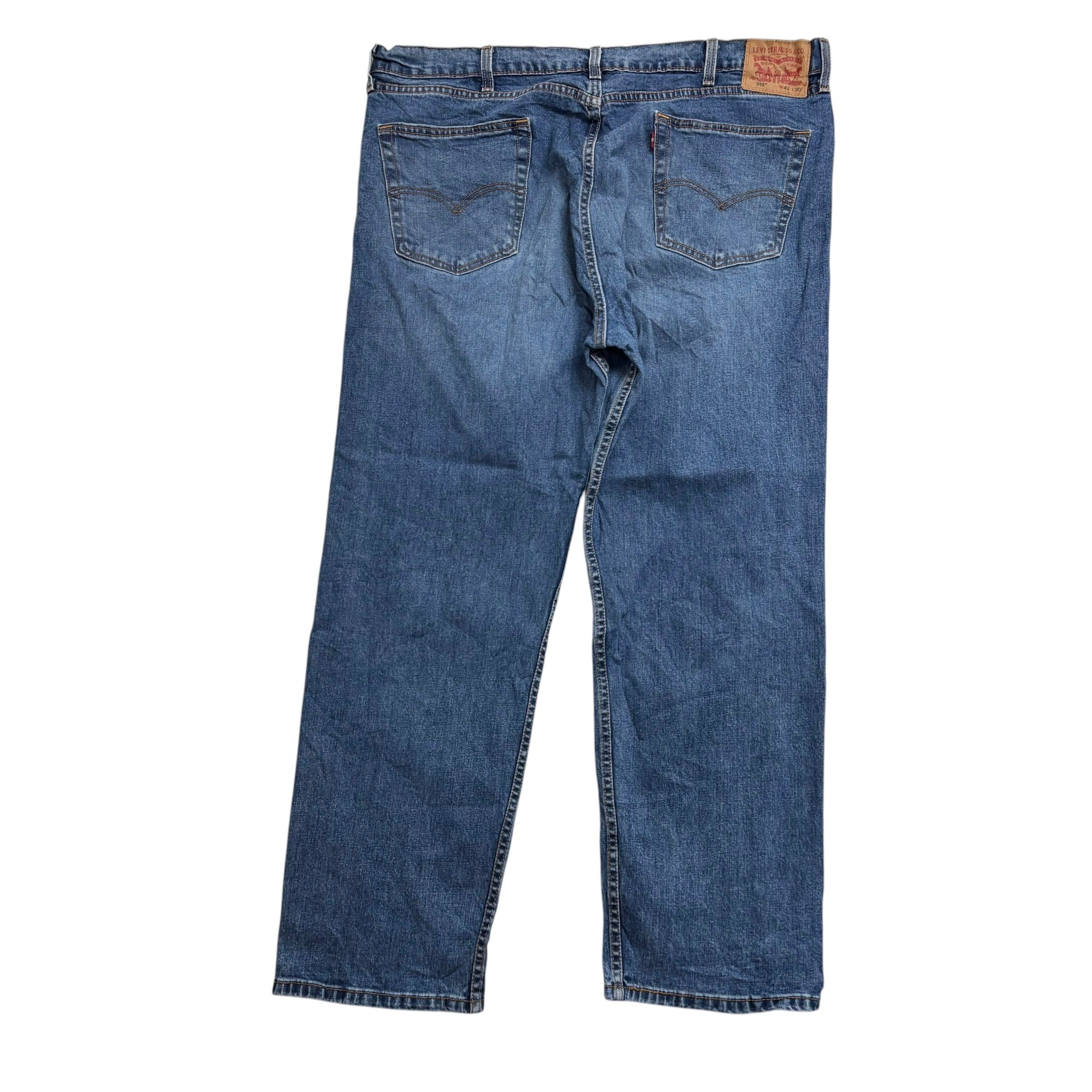 Levis 505 Jeans W42 L30 Mens Mid Blue Regular Straight Fit Stretch Denim (E)