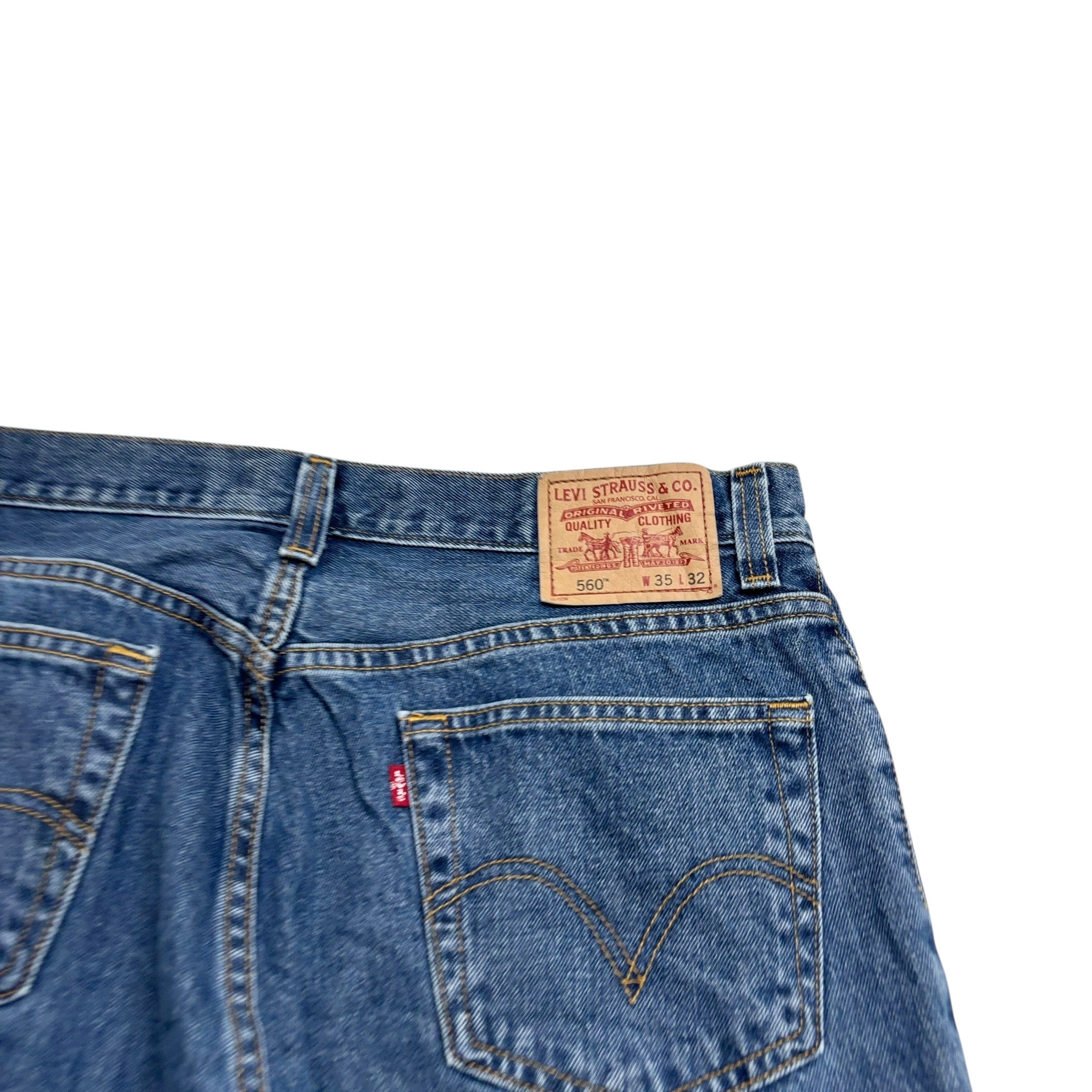 Levis 560 Jeans W35 L32 Mens Mid Blue Baggy Relaxed Comfort Vintage Denim (E)