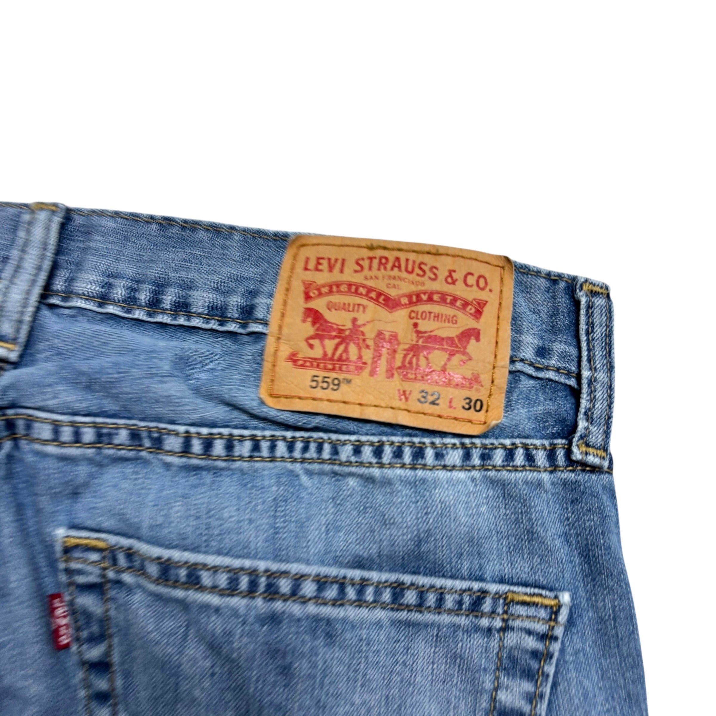 Levis 559 Jeans W32 L29 Mens Mid Blue Regular Straight Fit Denim (E)