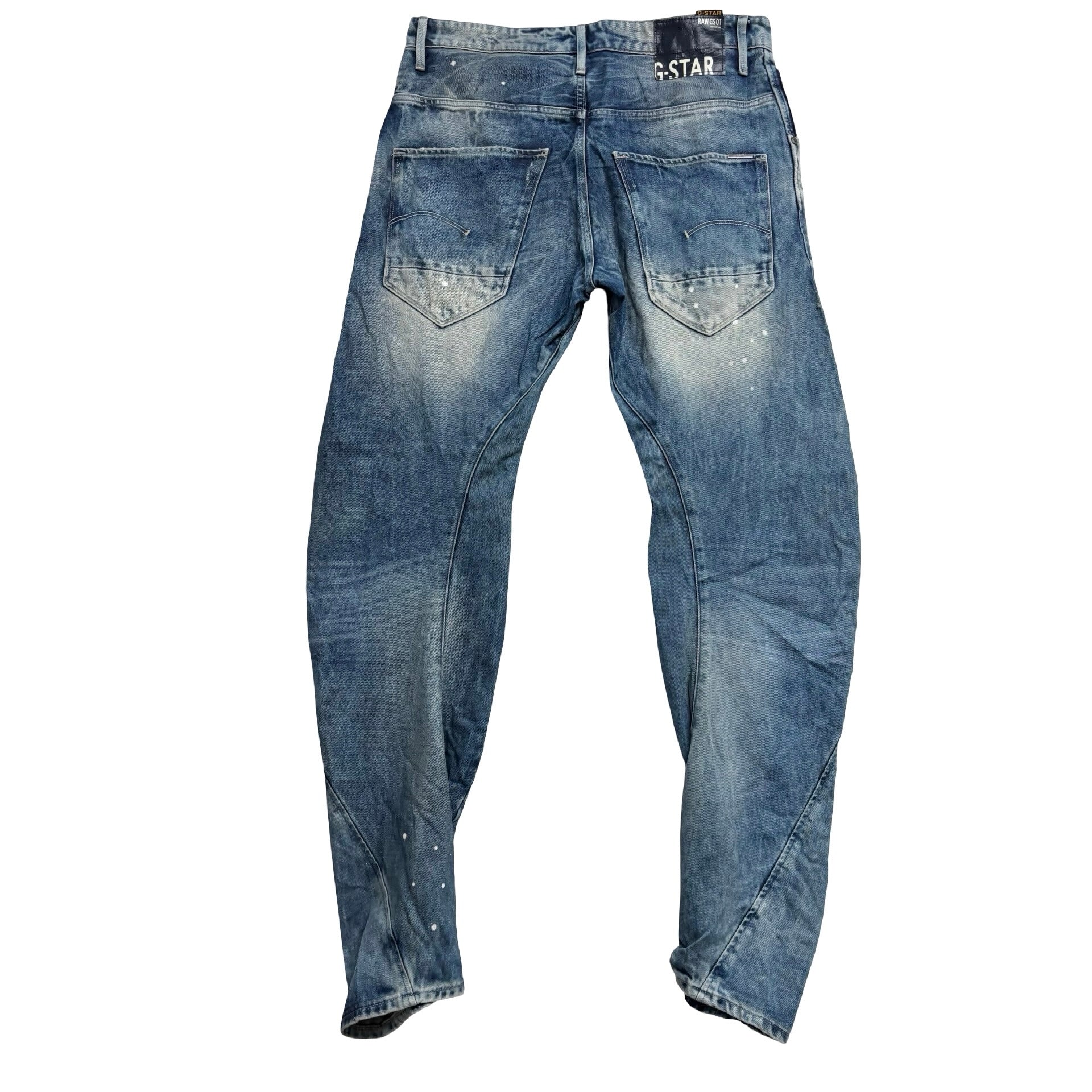 G Star Raw ARC 3D Loose Tapered Jeans W34 L34 Mens Mid Blue Distressed