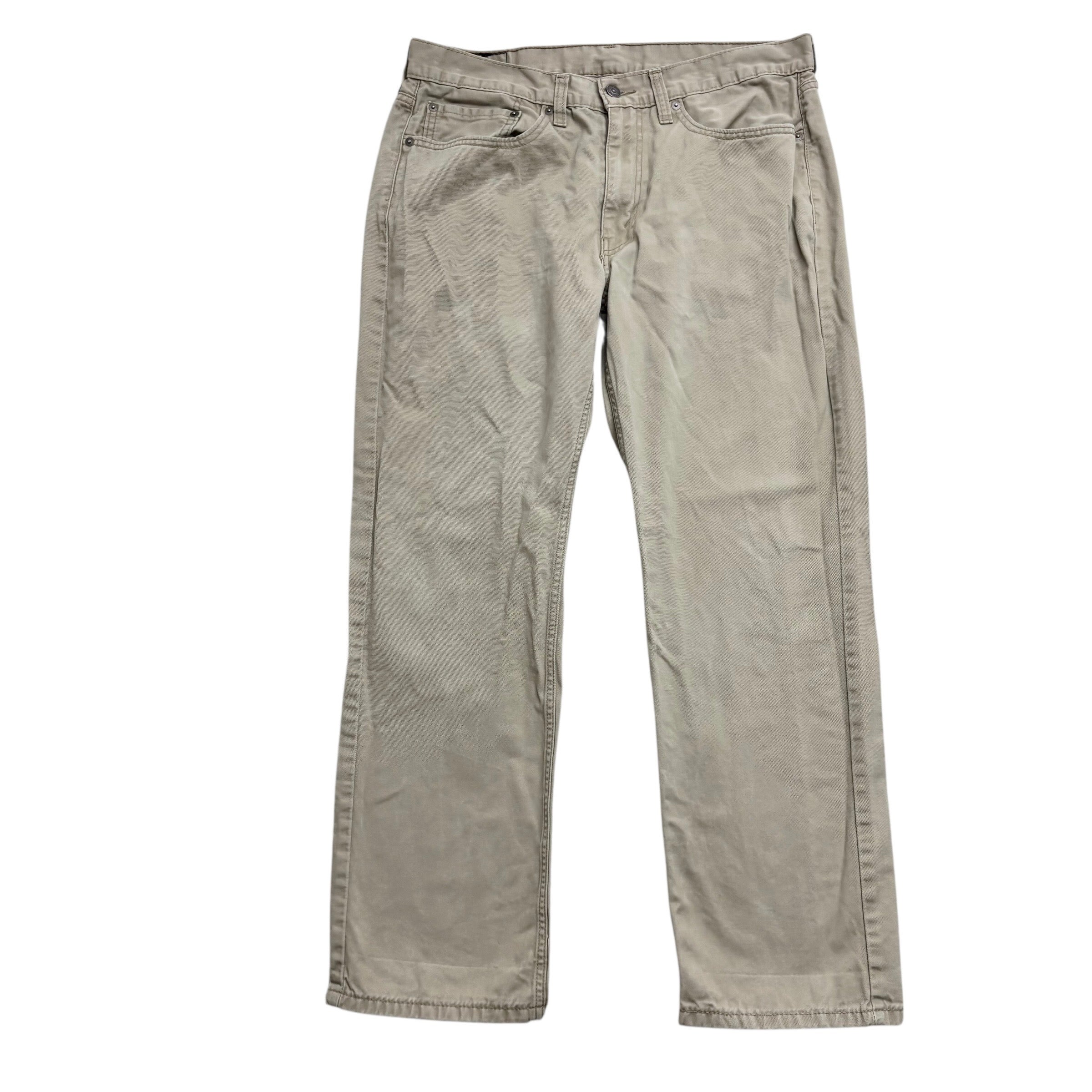 Levis 514 Trousers W34 L29 Mens Cream Regular Straight Fit Cotton Pants