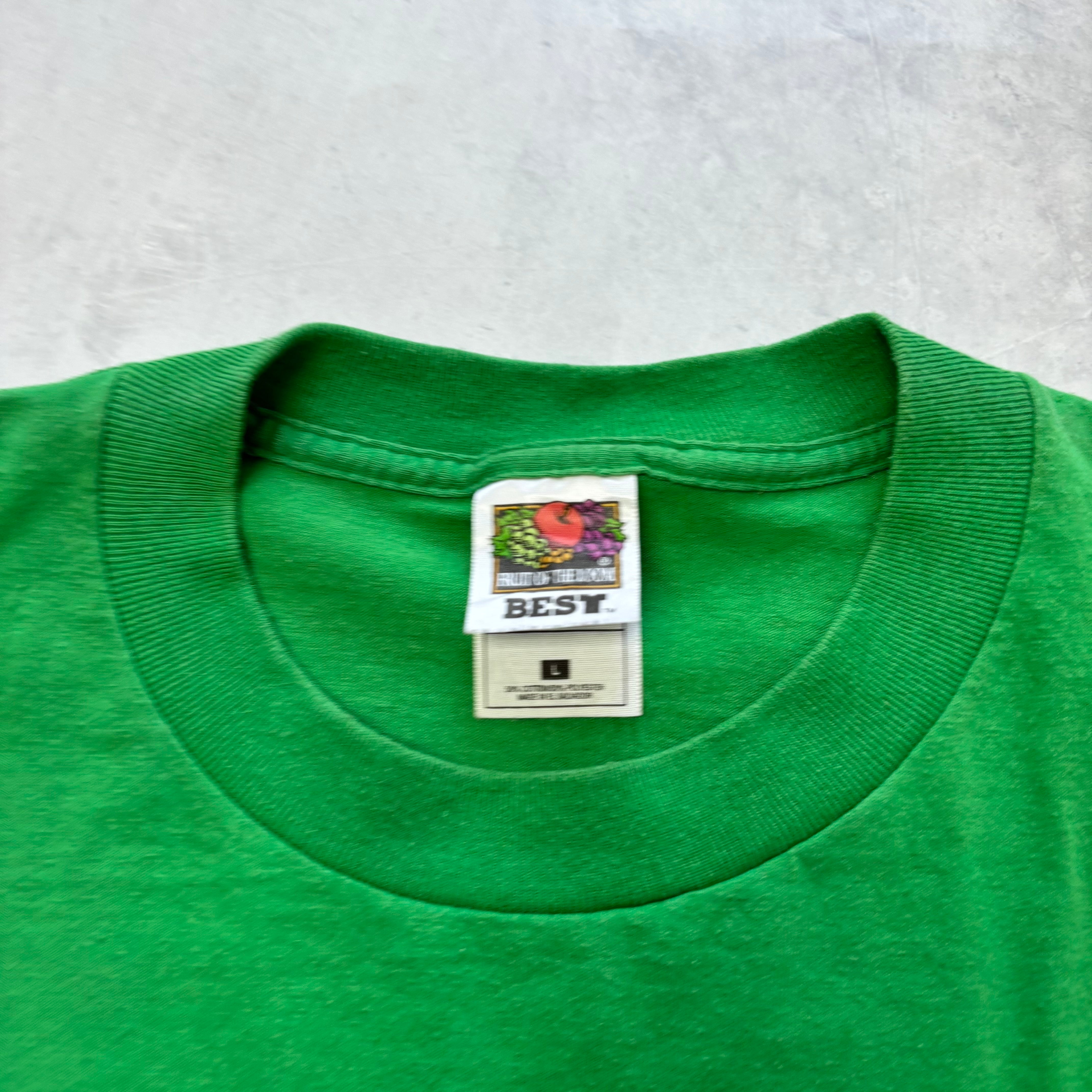 Vintage T Shirt Mens Large Green Graphic Print 90s College Sports