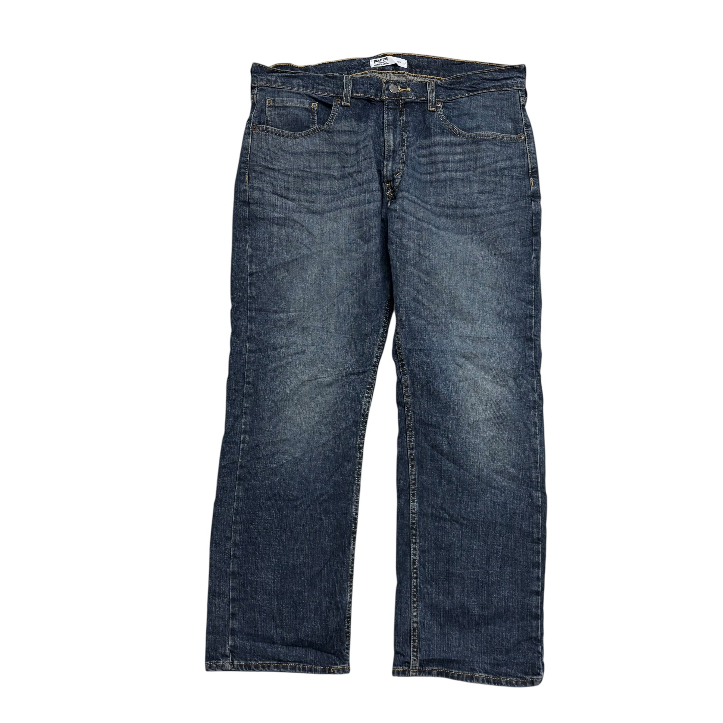 Levis Signature Jeans W36 L29 Mens Dark Blue Relaxed Straight Fit Stretch (E)