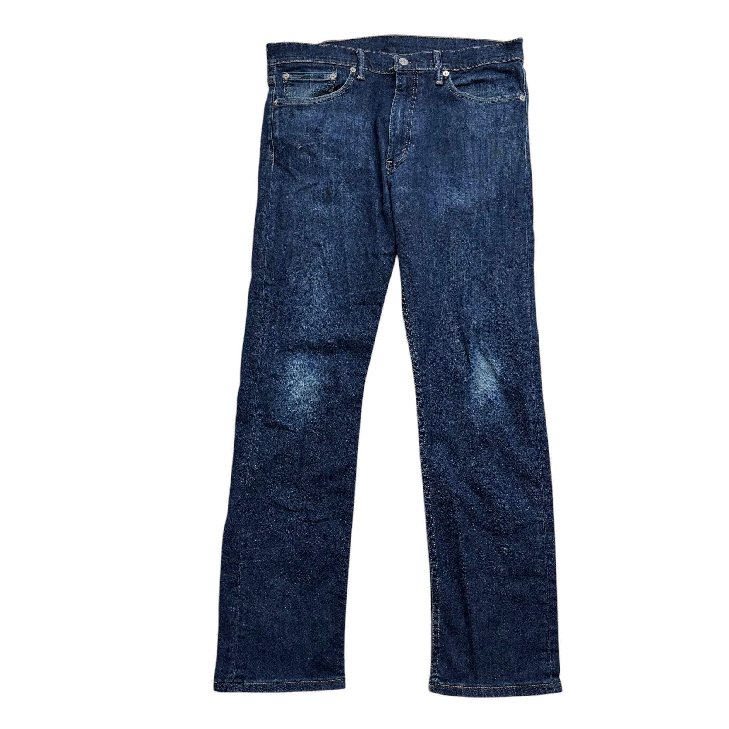 Levis 513 Jeans W34 L31 Mens Dark Blue Slim Straight Fit Stretch Denim (F)