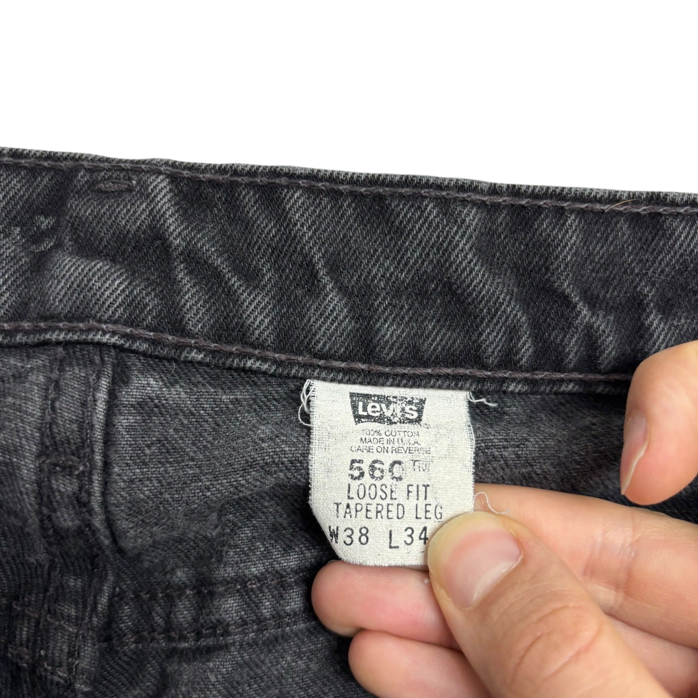 Levis 560 Jeans W36 L34 Mens Black Relaxed Tapered Fit Made In USA Vintage (E)