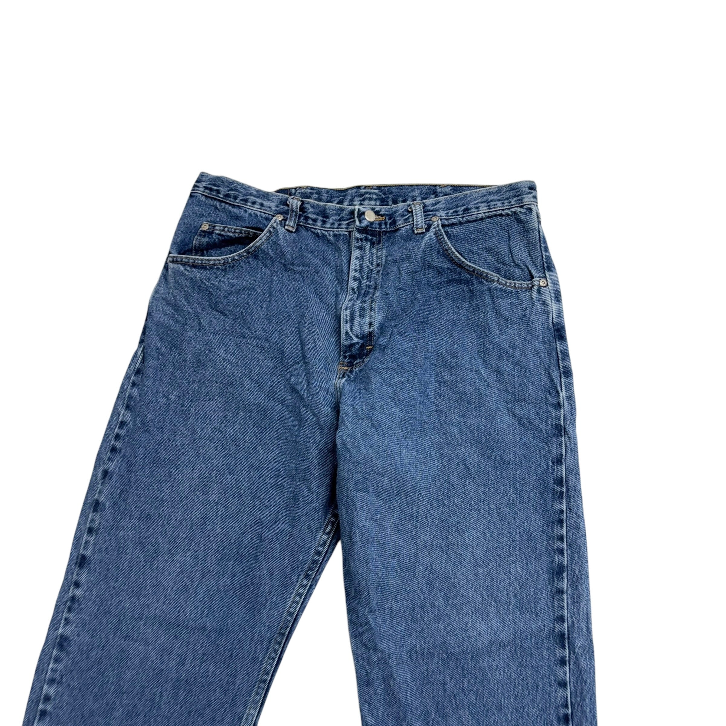 Wrangler Jeans W38 L30 Mens Mid Blue Baggy Relaxed Straight Vintage Denim (E)