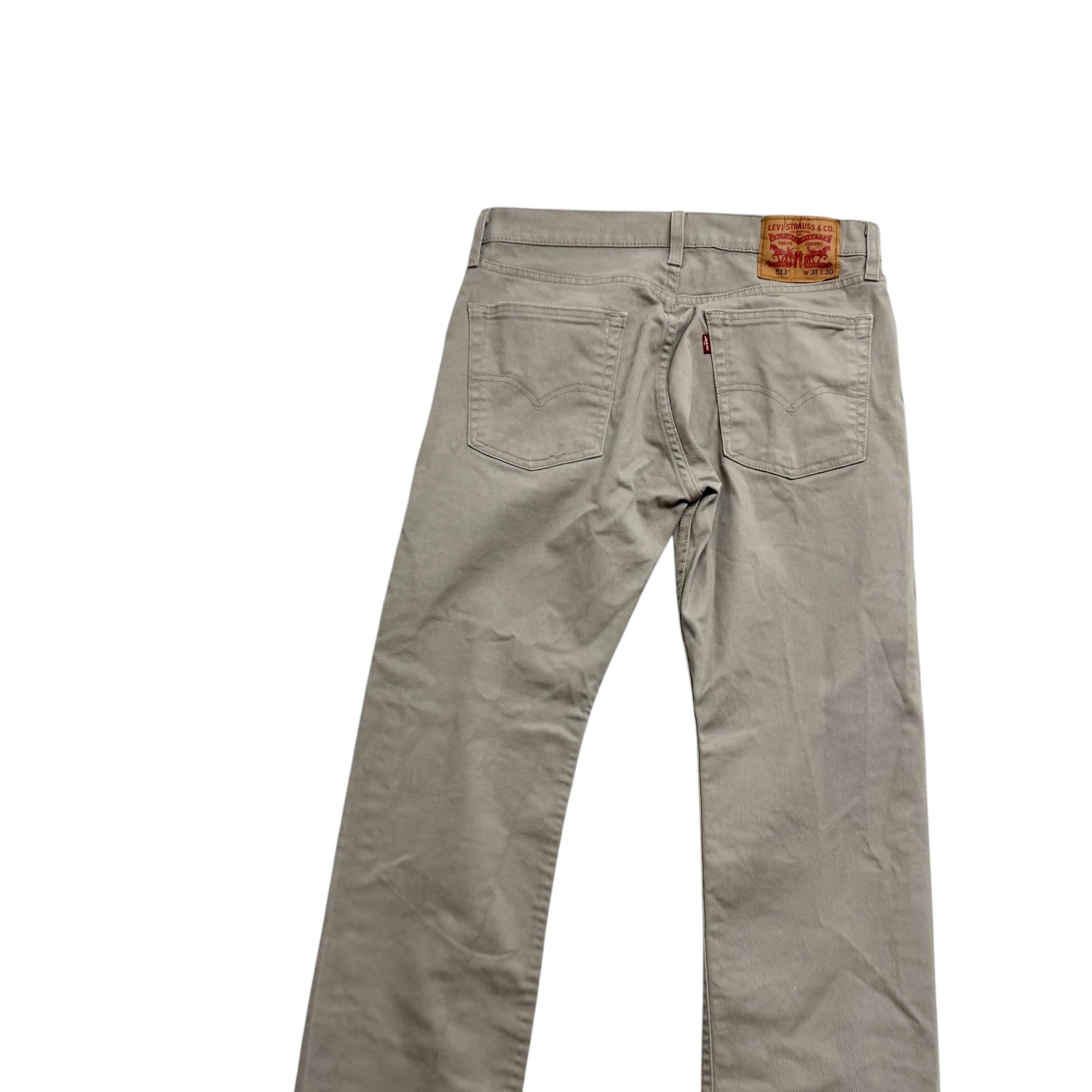 Levis 513 Jeans W31 L30 Mens Beige Slim Straight Fit Stretch Denim (E)