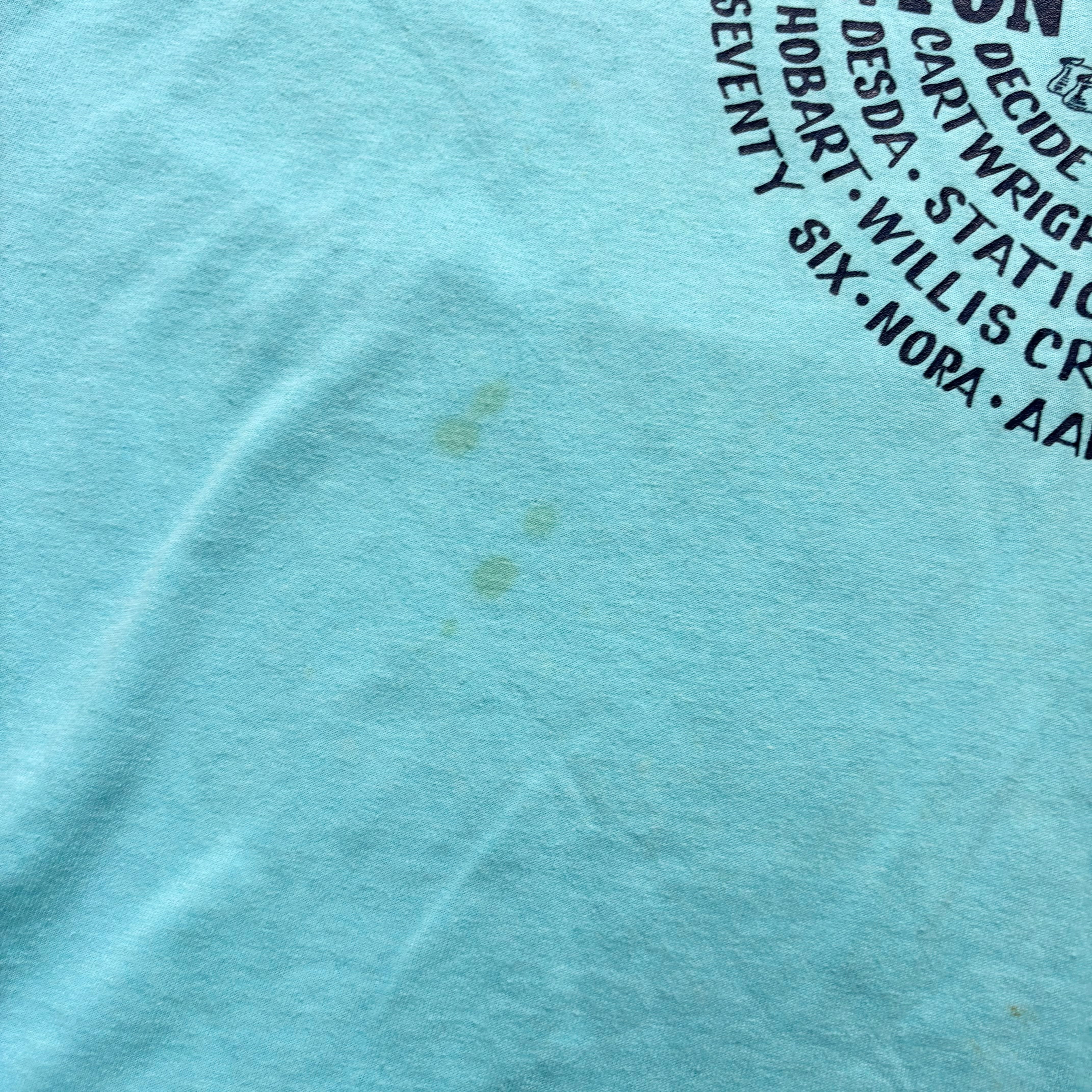 Vintage T Shirt Mens Large Blue Single Stitch Graphic Print 90s (F)