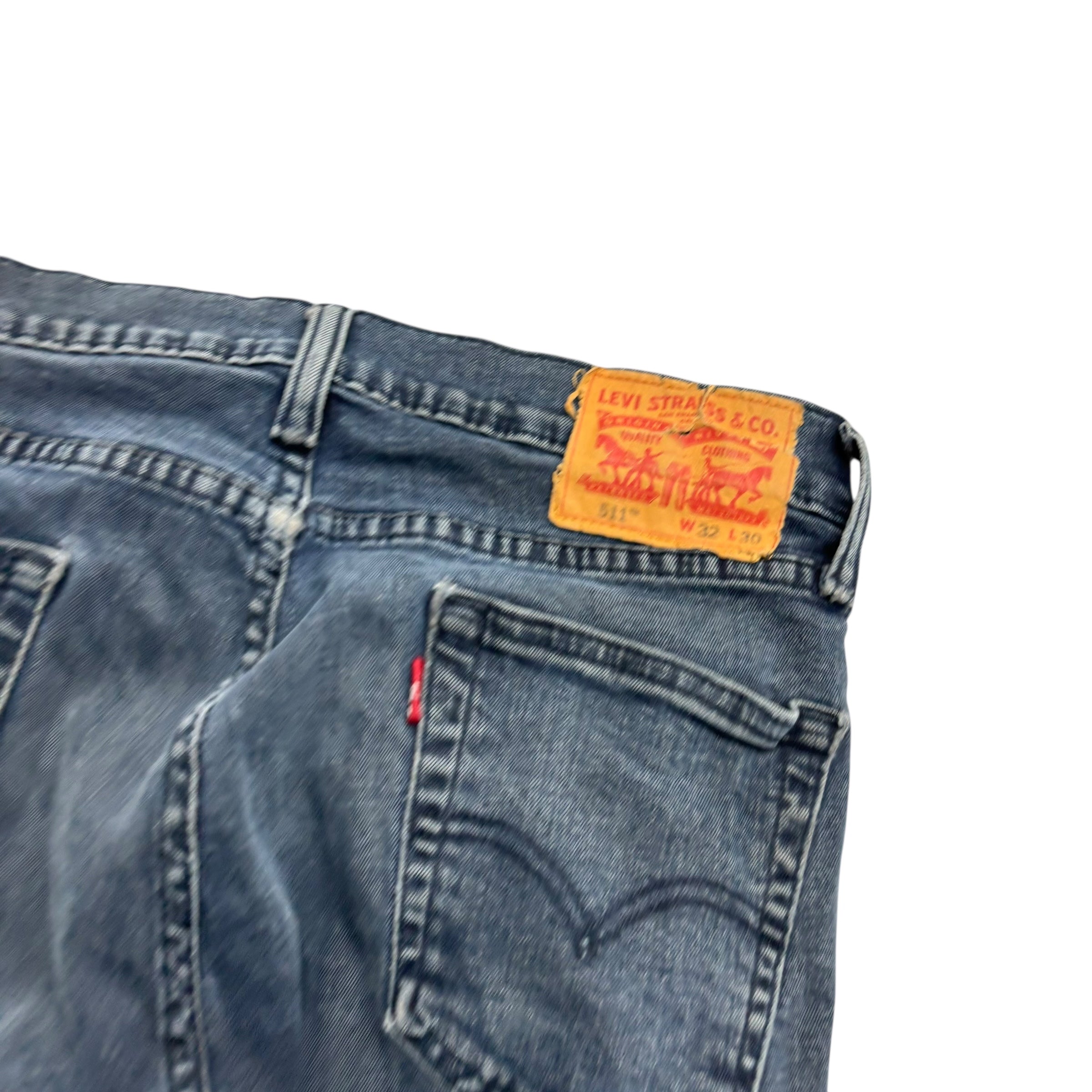 Levis 511 Jeans W30 L30 Mens Navy Blue Slim Fit Stretch Denim (F)