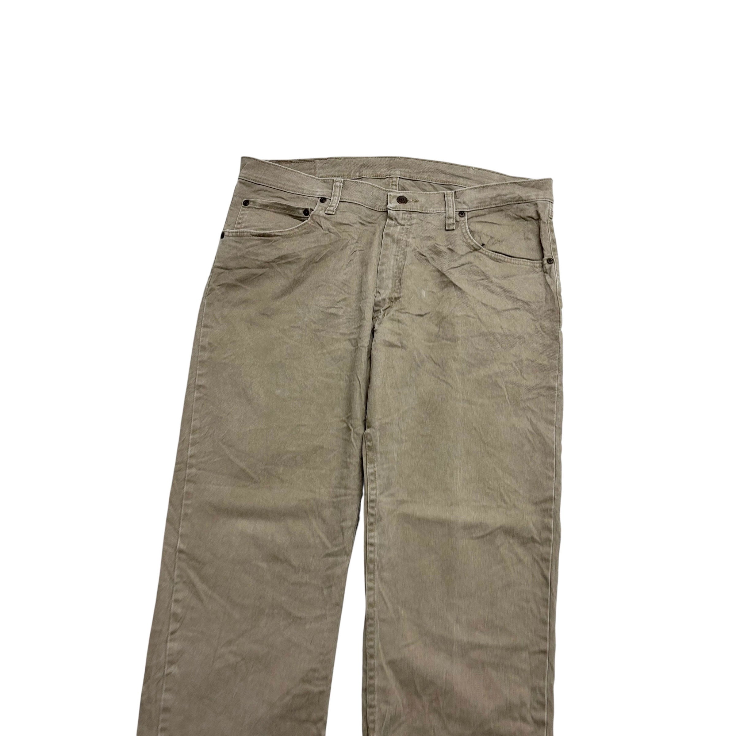 Wrangler Jeans W36 L29 Mens Beige Regular Straight Fit Stretch Denim (E)