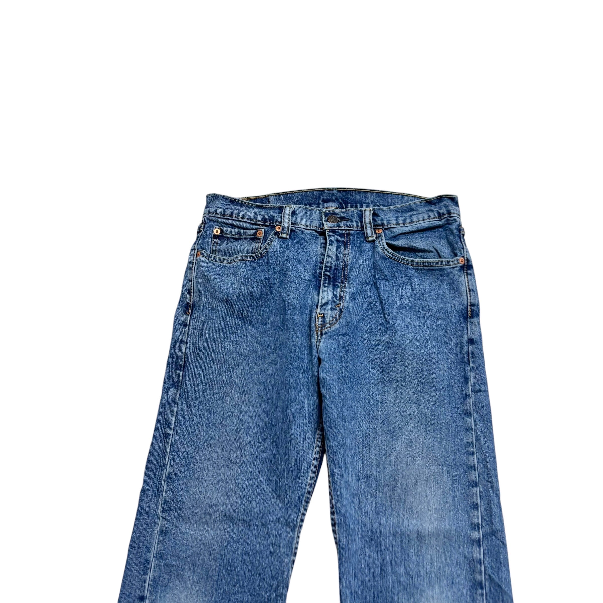 Levis 505 Jeans W32 L29 Mens Mid Blue Regular Straight Fit Stretch Denim