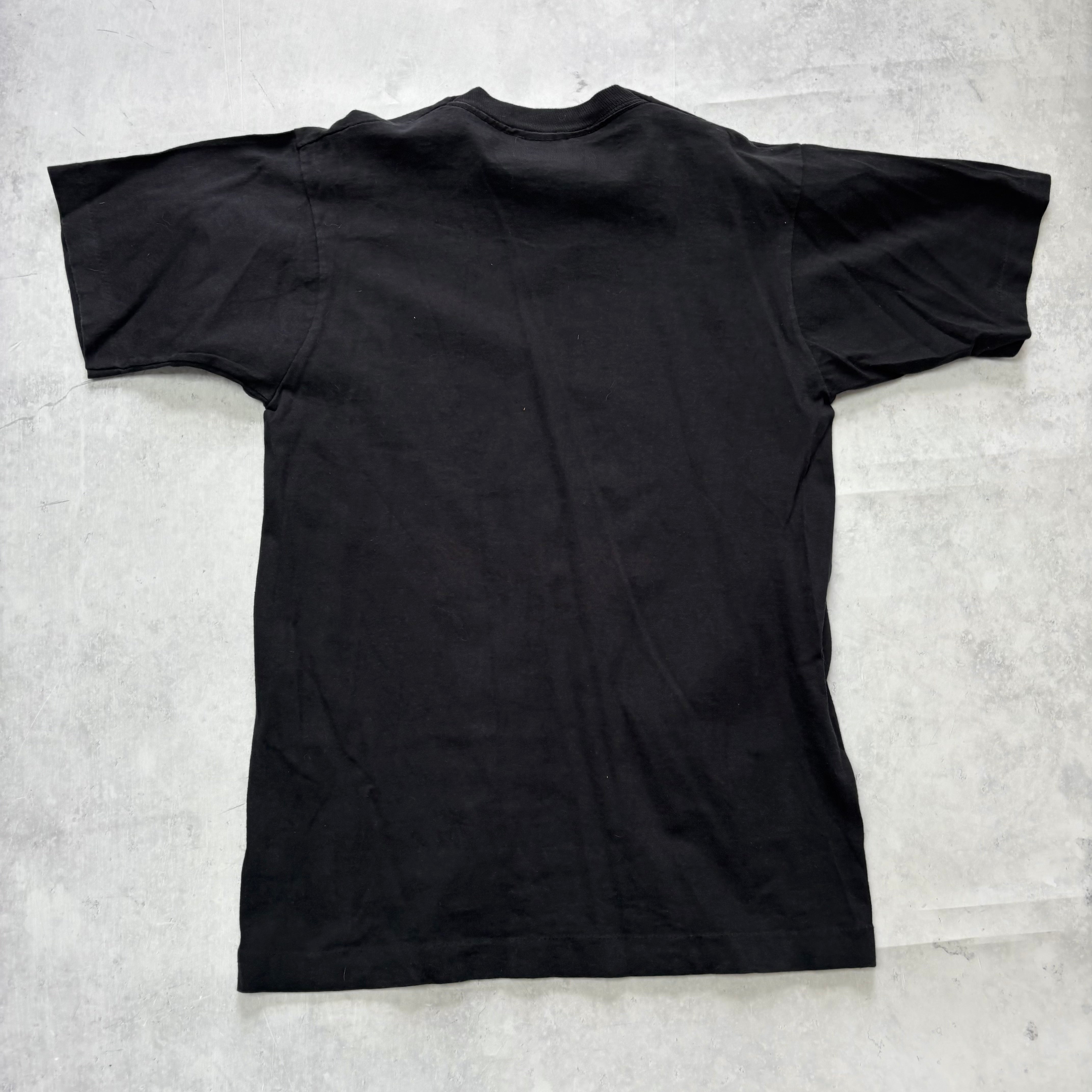 Vintage T Shirt Mens Small Black Single Stitch Graphic Print 90s College (E)