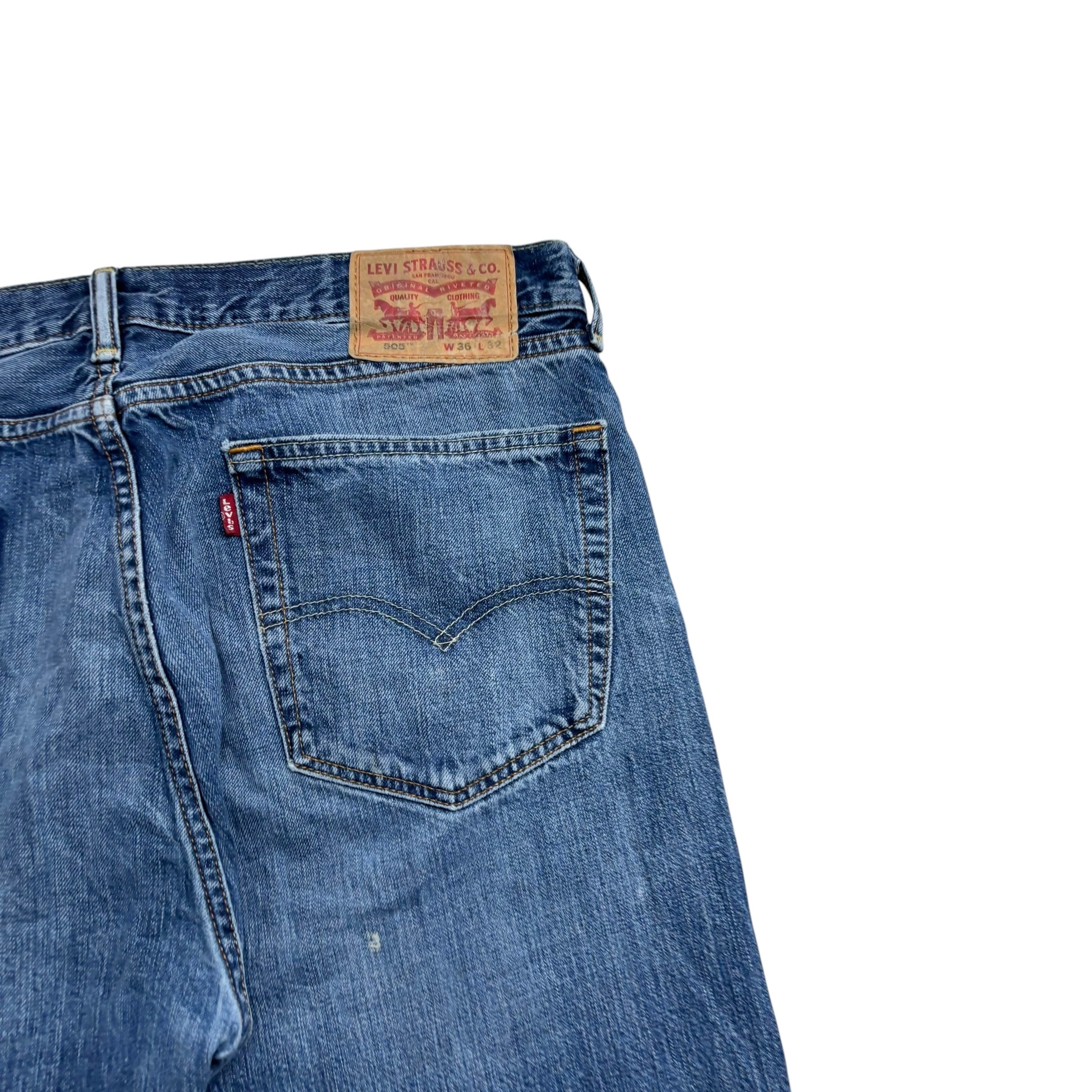 Levis 505 Jeans W36 L32 Mens Mid Blue Regular Straight Fit Denim