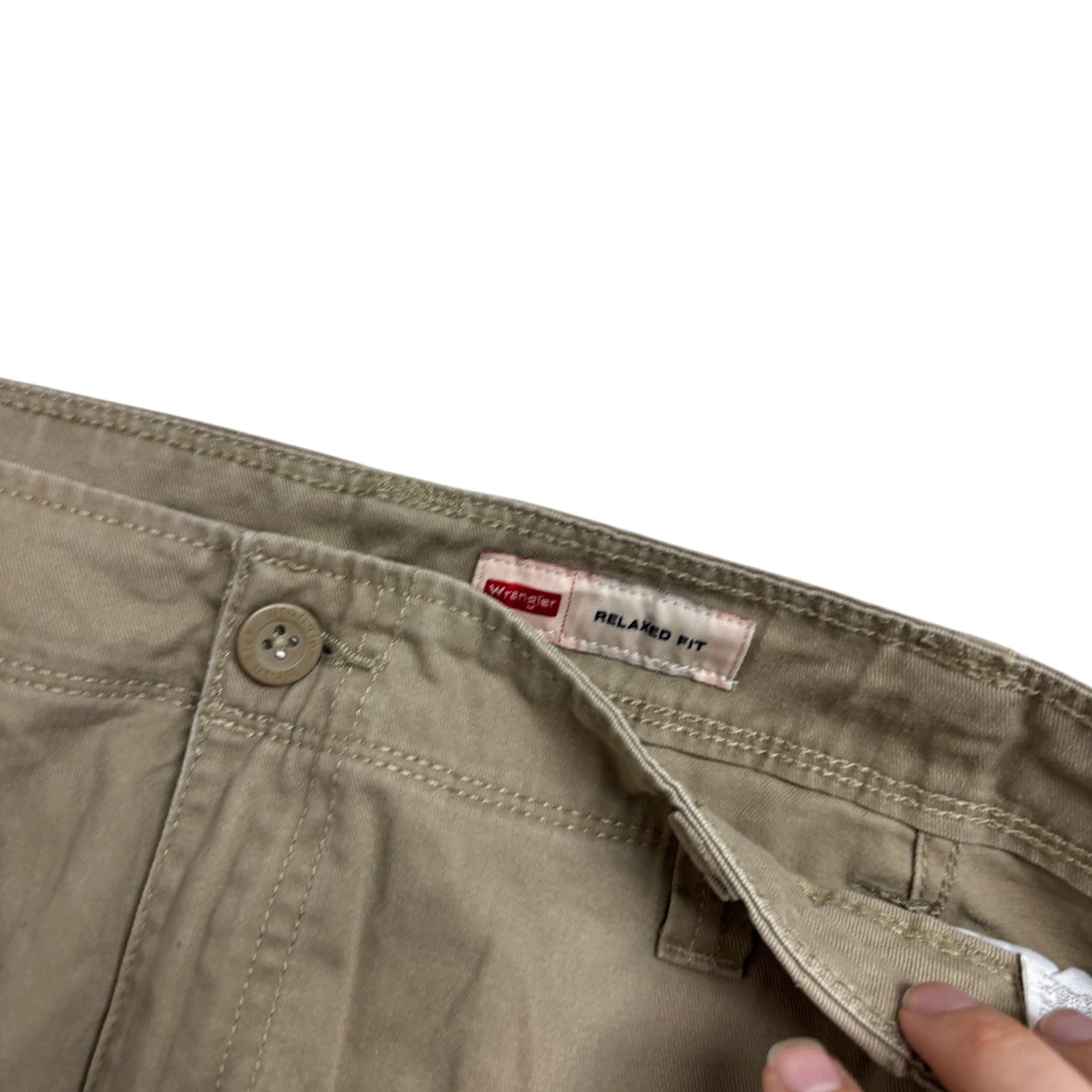 Wrangler Cargo Trousers W40 L30 Mens Beige Relaxed Straight Fit Pants (E)