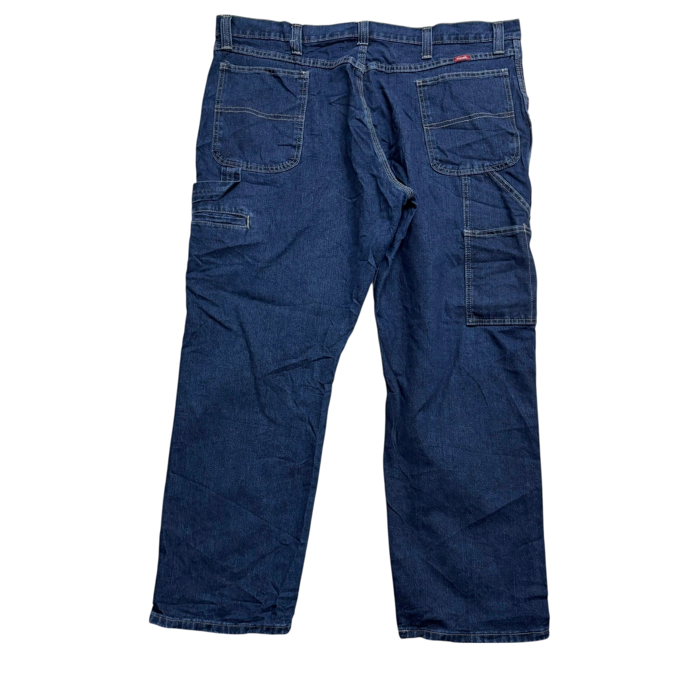 Wrangler Carpenter Jeans W42 L30 Mens Dark Blue Relaxed Straight Fit Stretch (E)