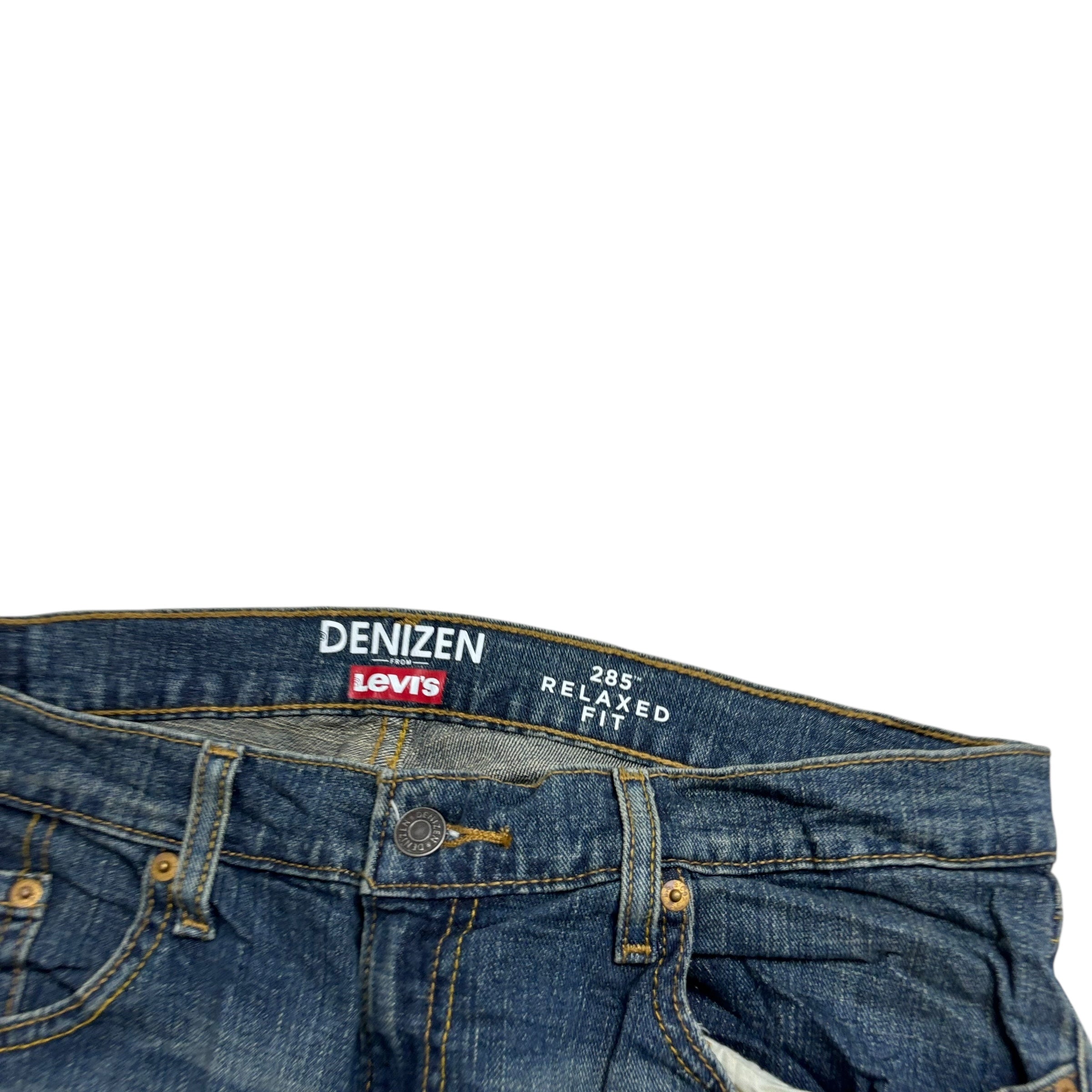 Levis Denizen Jeans W34 L30 Mens Dark Blue Relaxed Straight Fit Stretch (E)