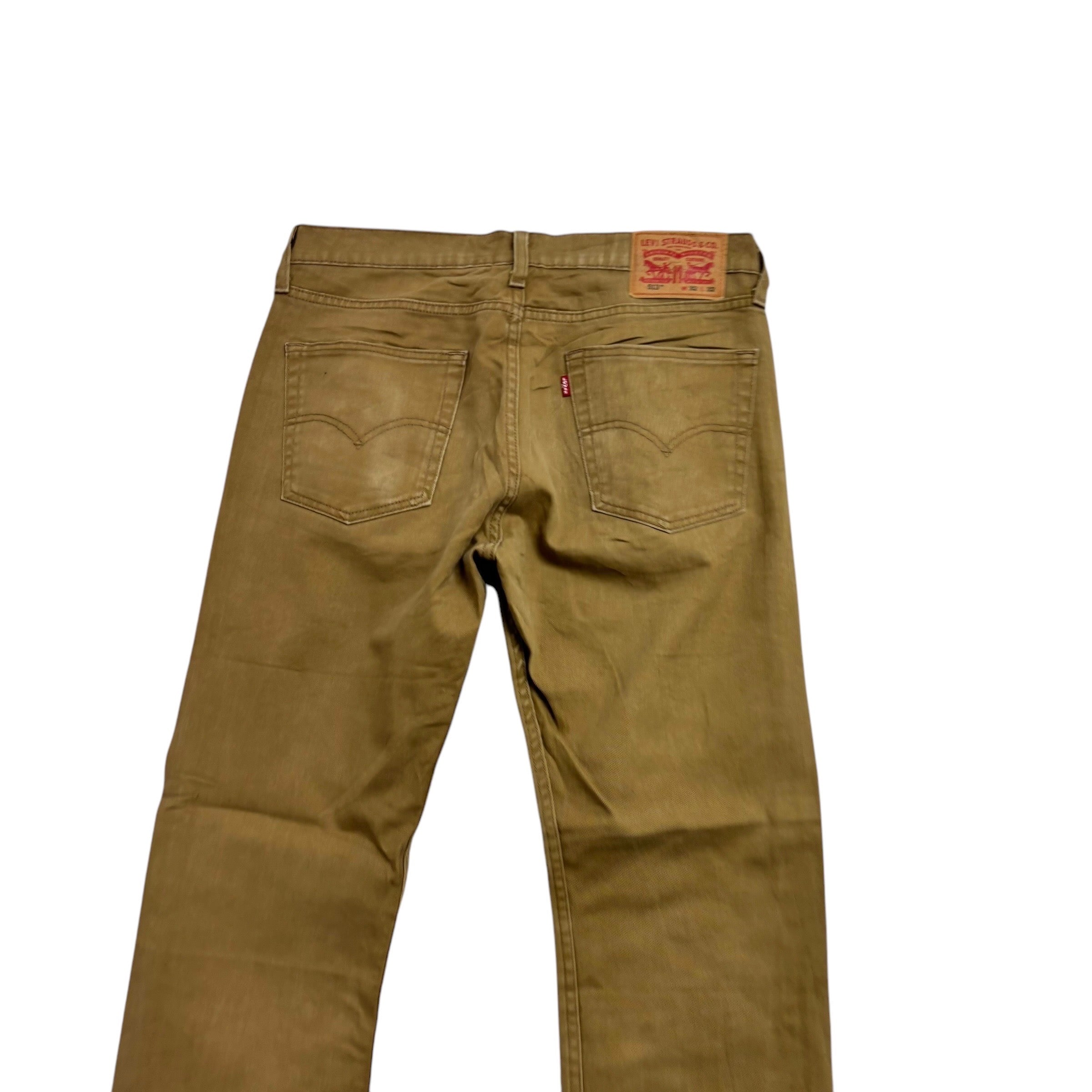 Levis 513 Jeans W32 L32 Mens Tan Slim Straight Fit Stretch Denim