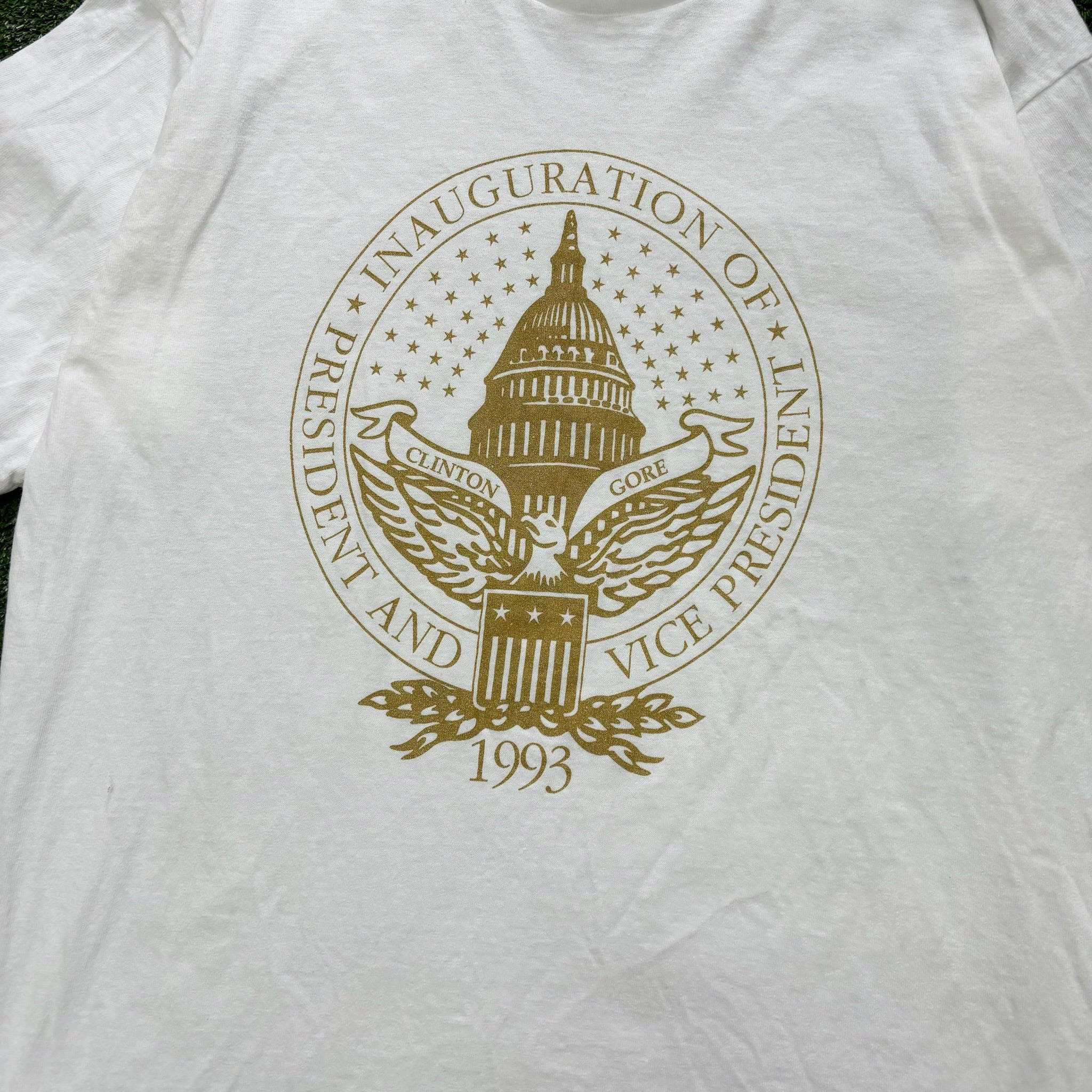 Vintage T Shirt Mens Large White Single Stitch Graphic Print 90s (E)