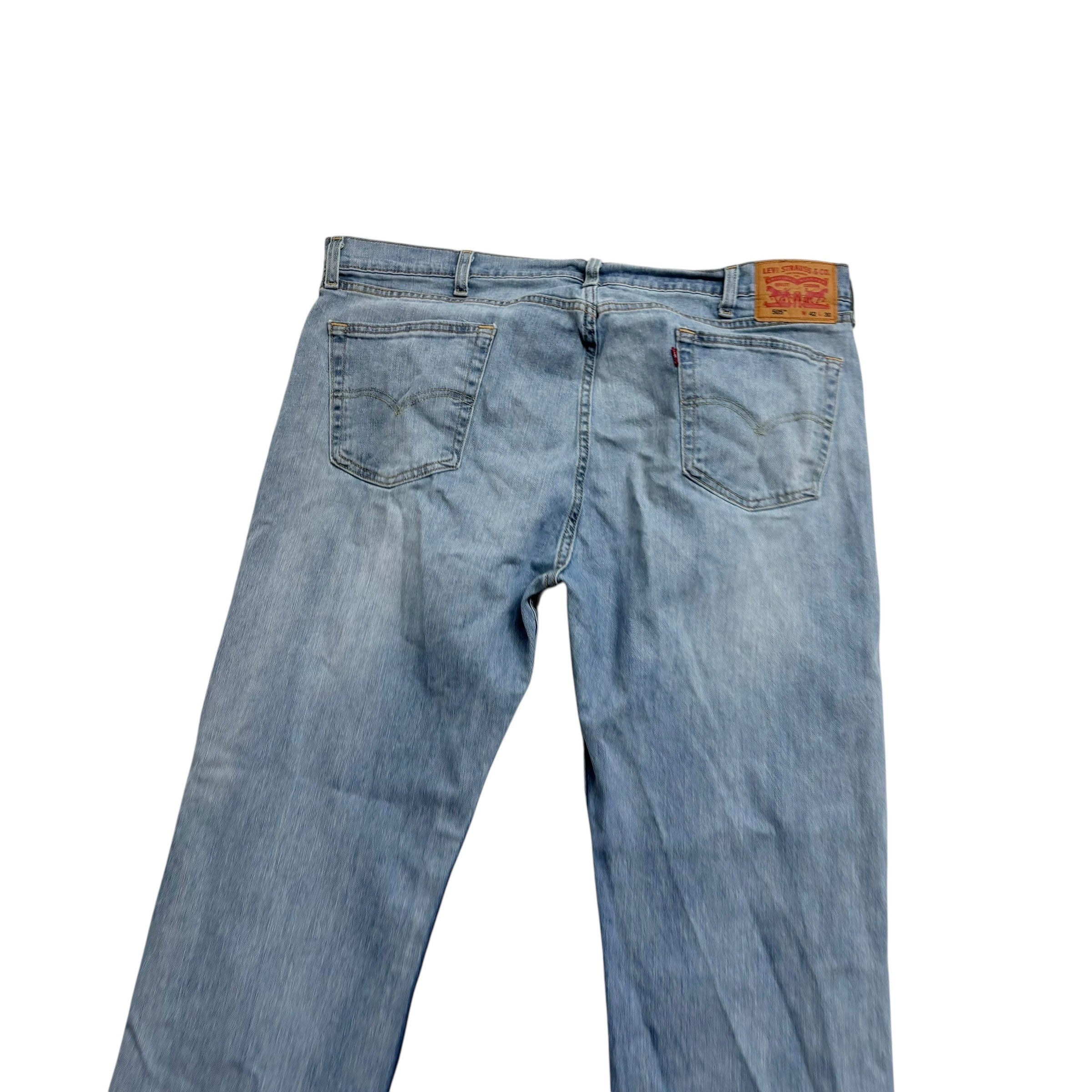 Levis 505 Jeans W42 L30 Mens Light Blue Regular Straight Fit Stretch Denim