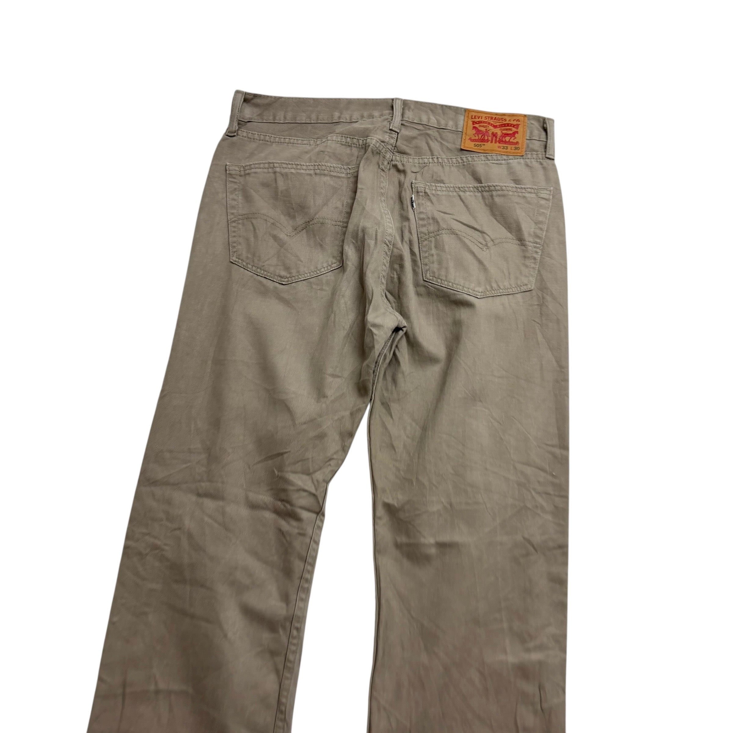 Levis 505 Trousers W33 L30 Mens Beige Regular Straight Fit Cotton Pants (E)