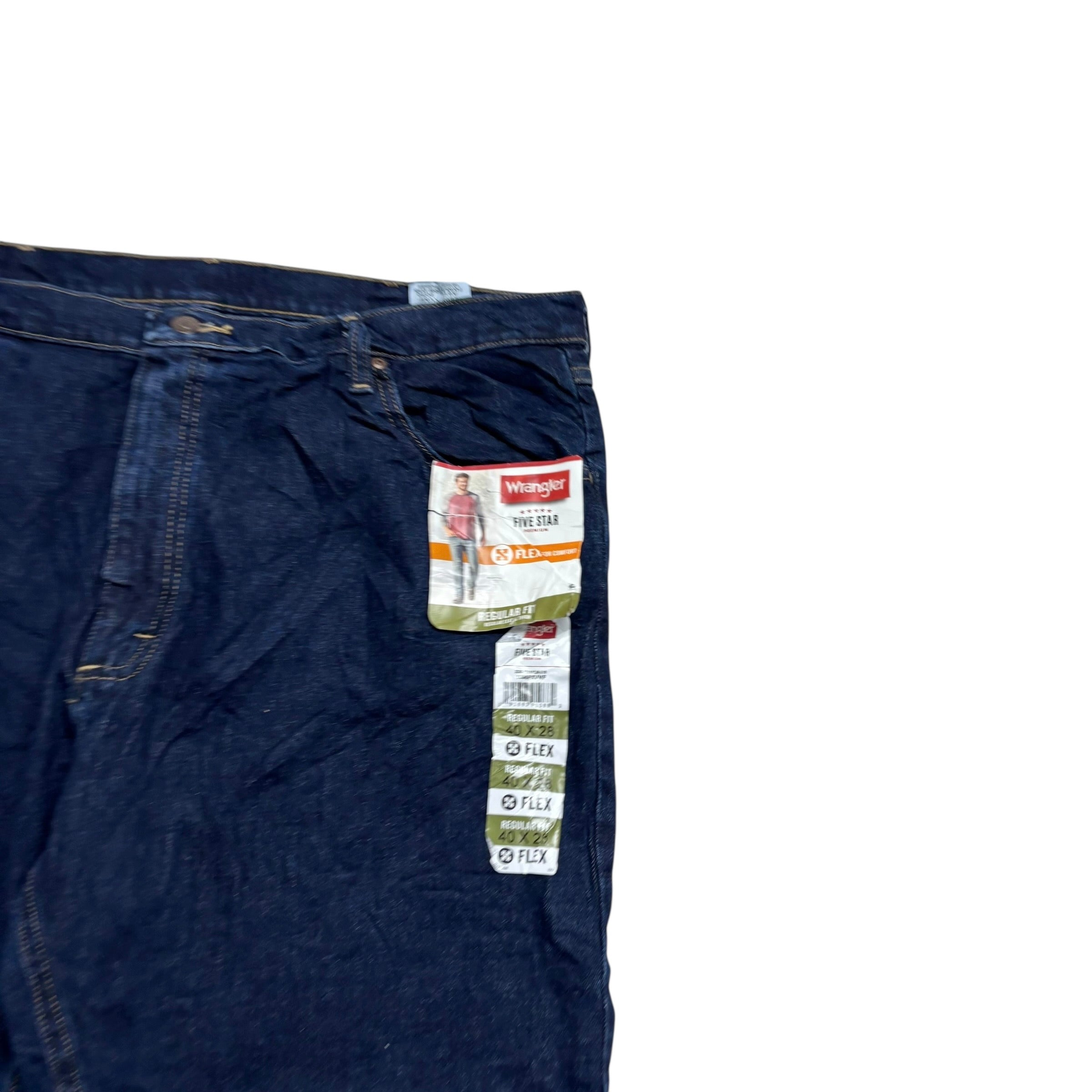 Wrangler Jeans W40 L29 Mens Dark Blue Regular Straight Fit Stretch Denim (E)