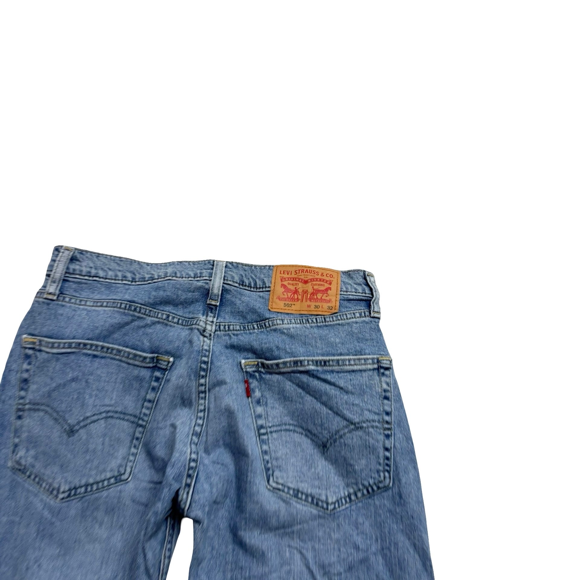 Levis 502 Jeans W30 L31 Mens Light Blue Regular Tapered Fit Stretch Denim (E)