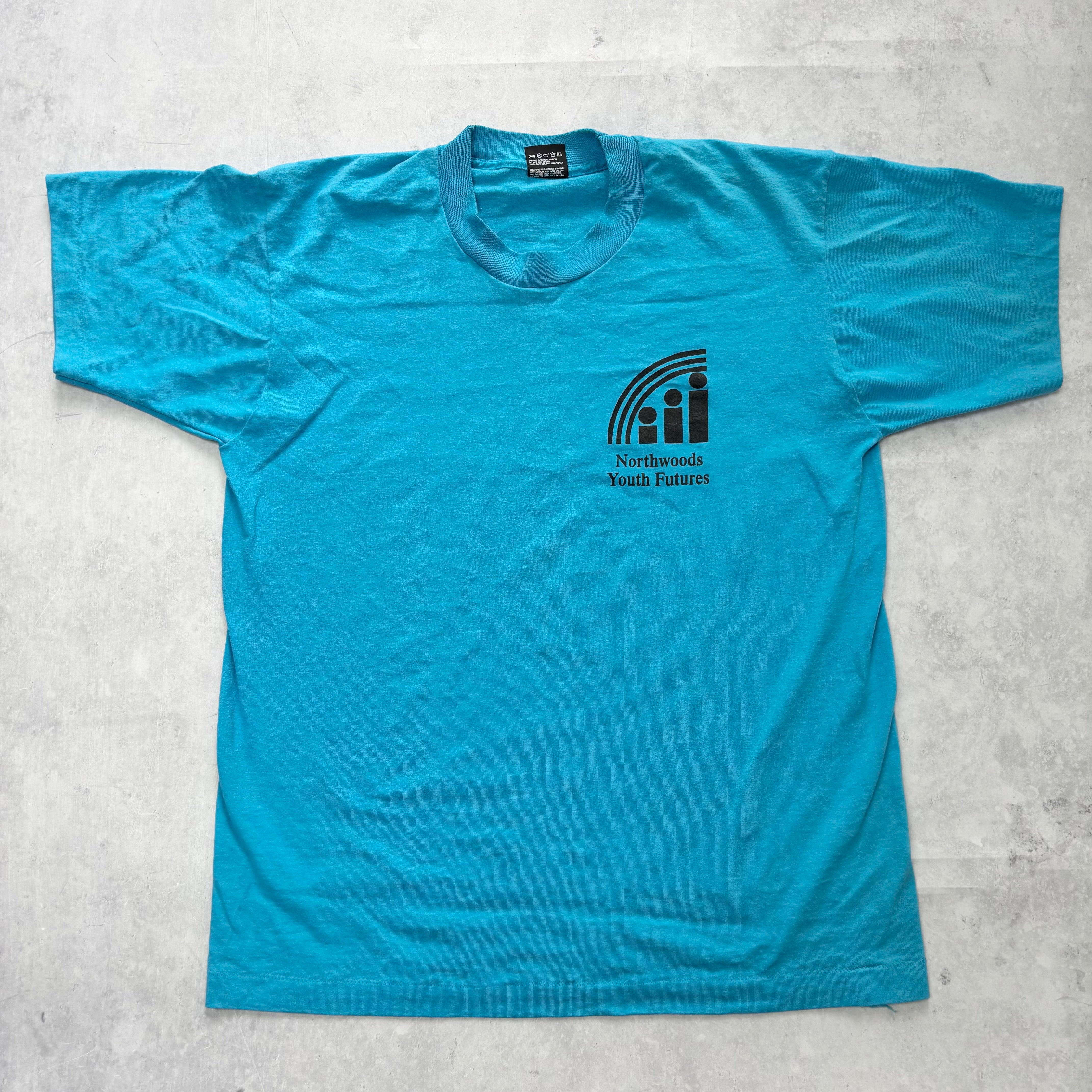 Vintage T Shirt Mens Large Blue Single Stitch Graphic Print 90s USA (E)