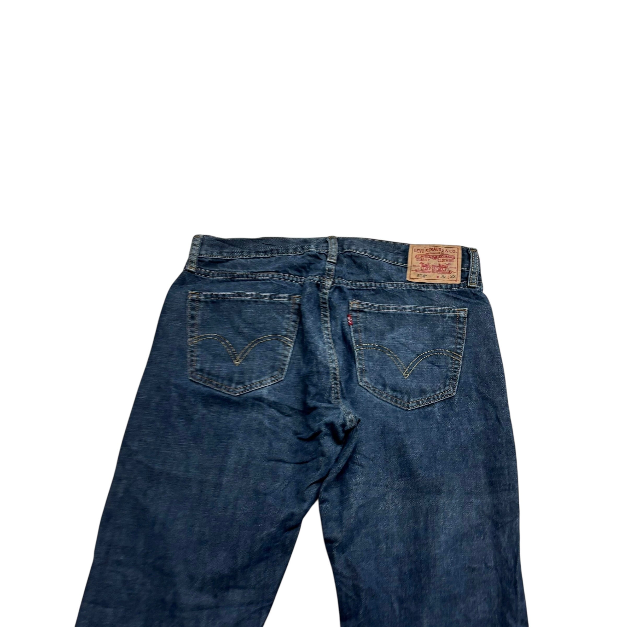 Levis 514 Jeans W36 L32 Mens Dark Blue Baggy Relaxed Straight Fit Vintage (E)