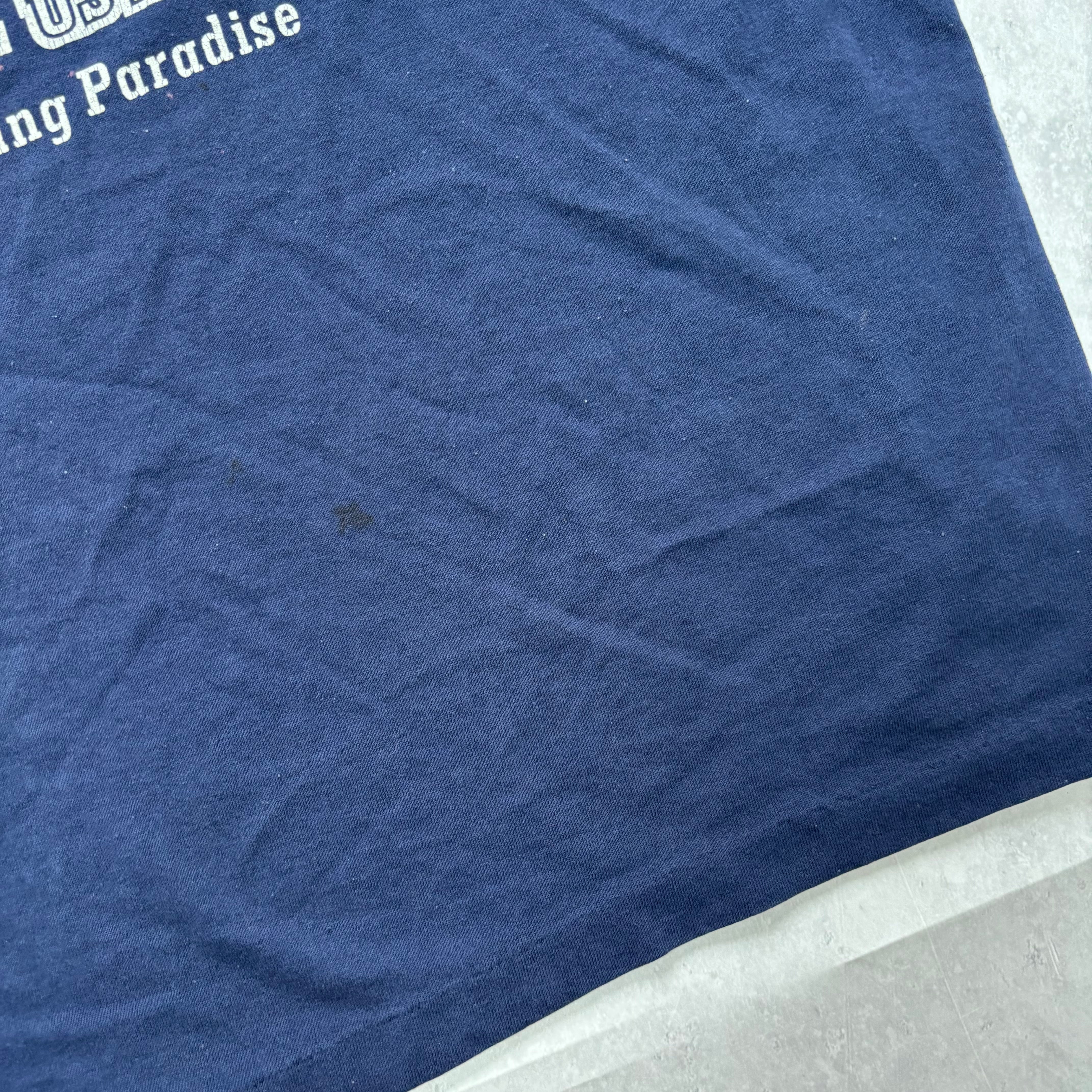 Vintage T Shirt Mens XL Navy Single Stitch Graphic Print 90s Boxy Fit