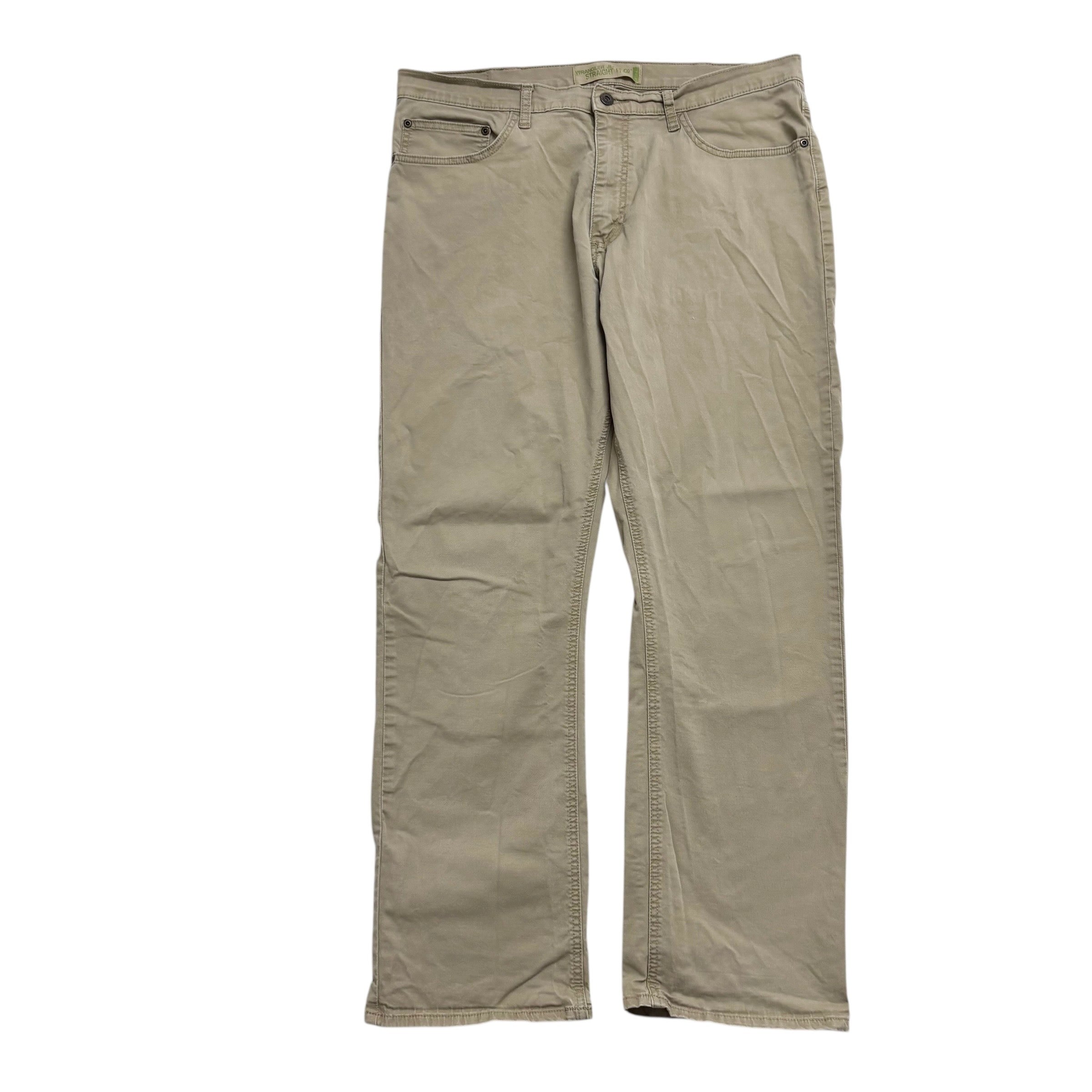 Wrangler Trousers W36 L30 Mens Beige Regular Straight Fit Stretch Pants