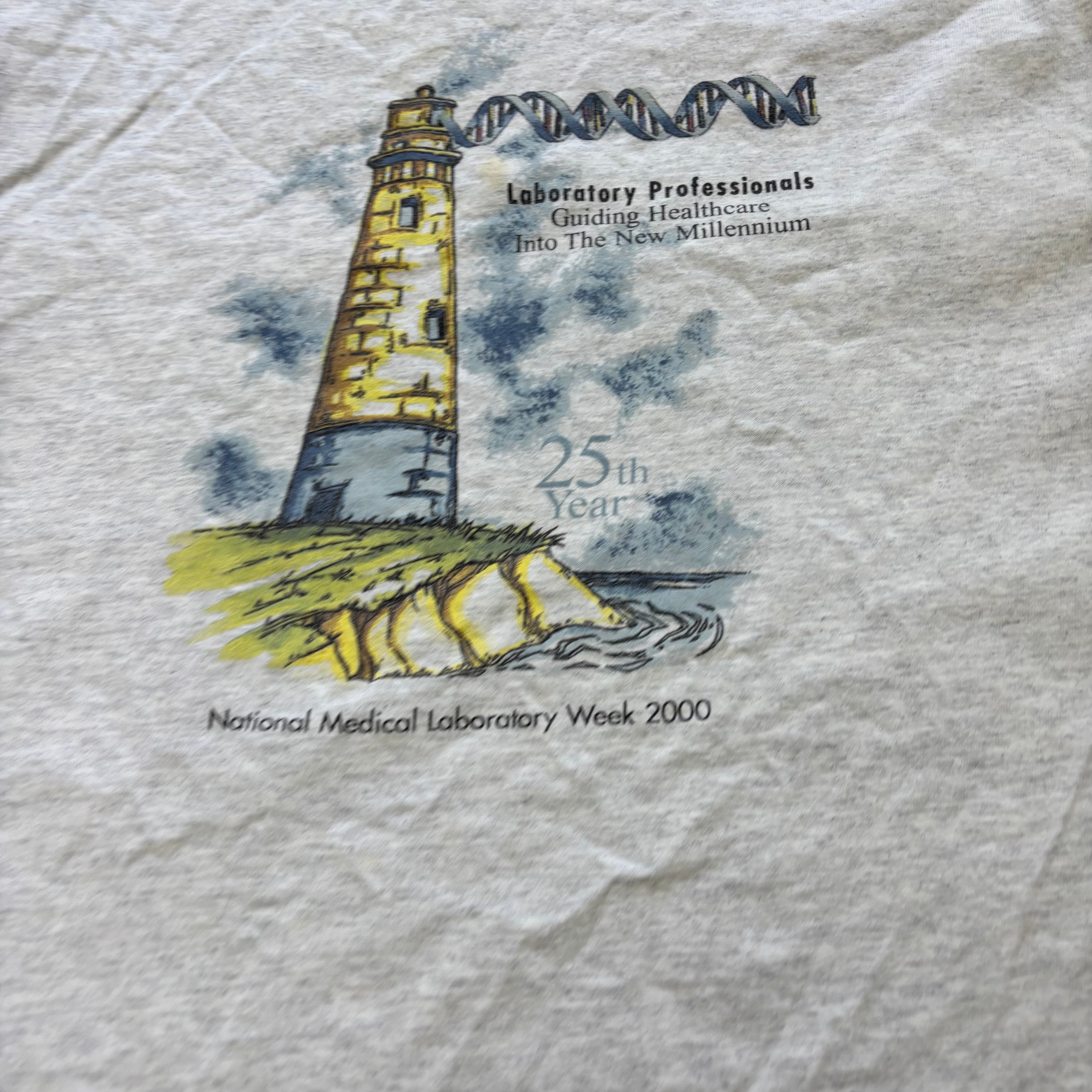 Vintage T Shirt Mens XL Grey Single Stitch Graphic Print 00s USA