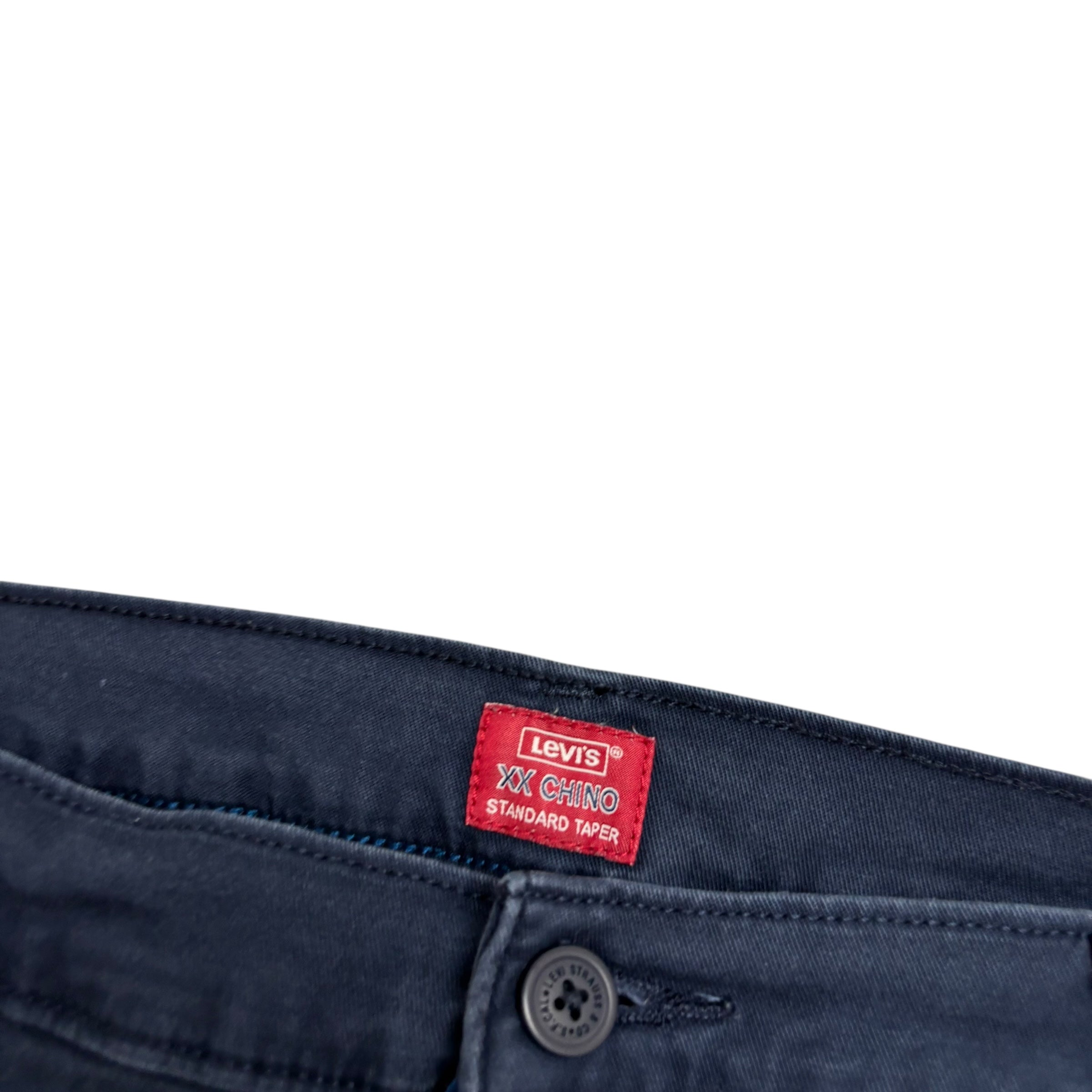 Levis XX Chino Trousers W34 L32 Mens Navy Blue Standard Tapered Fit Stretch (E)