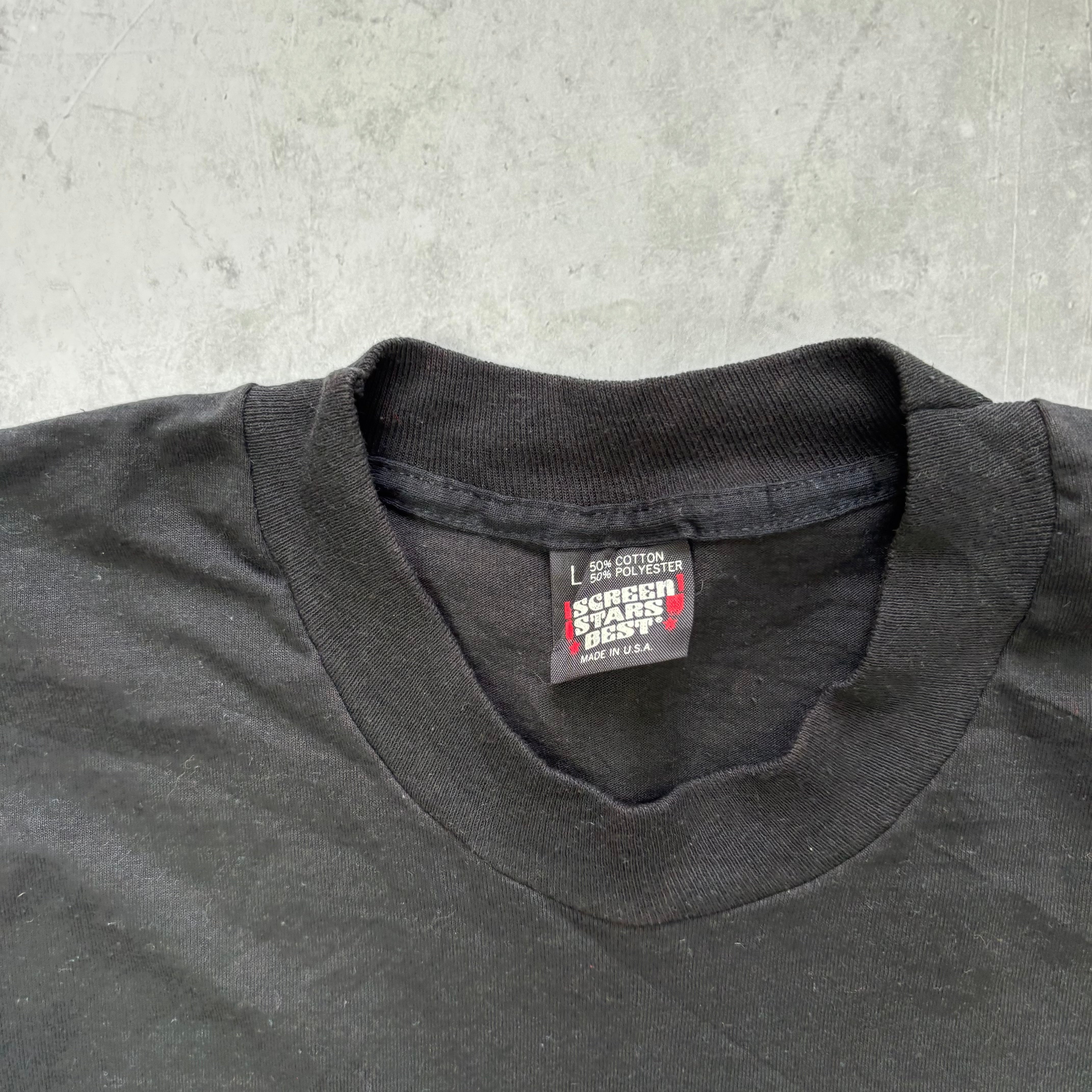 Vintage T Shirt Mens Medium Black Single Stitch Graphic Print 80s (E)