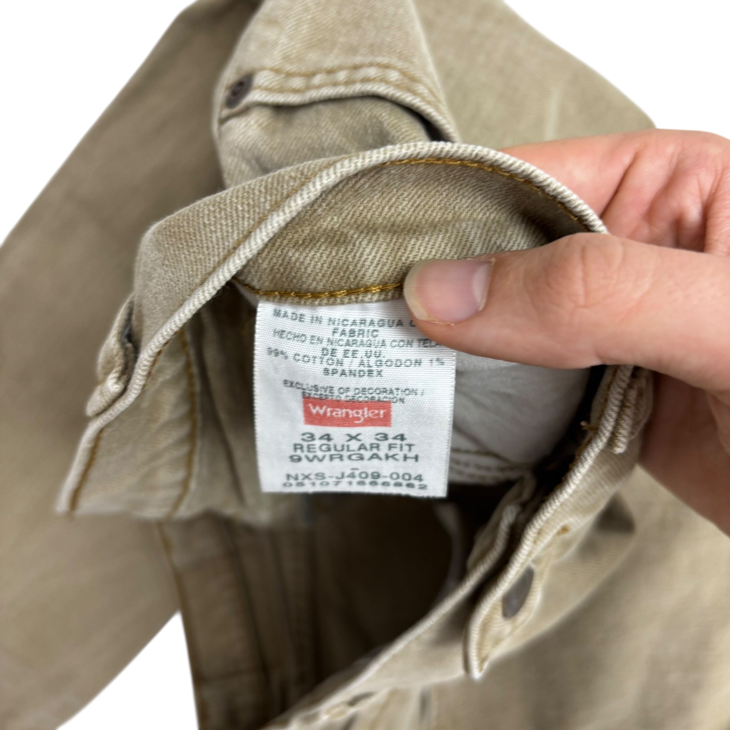 Wrangler Jeans W33 L34 Mens Green Regular Straight Fit Stretch Denim (E)