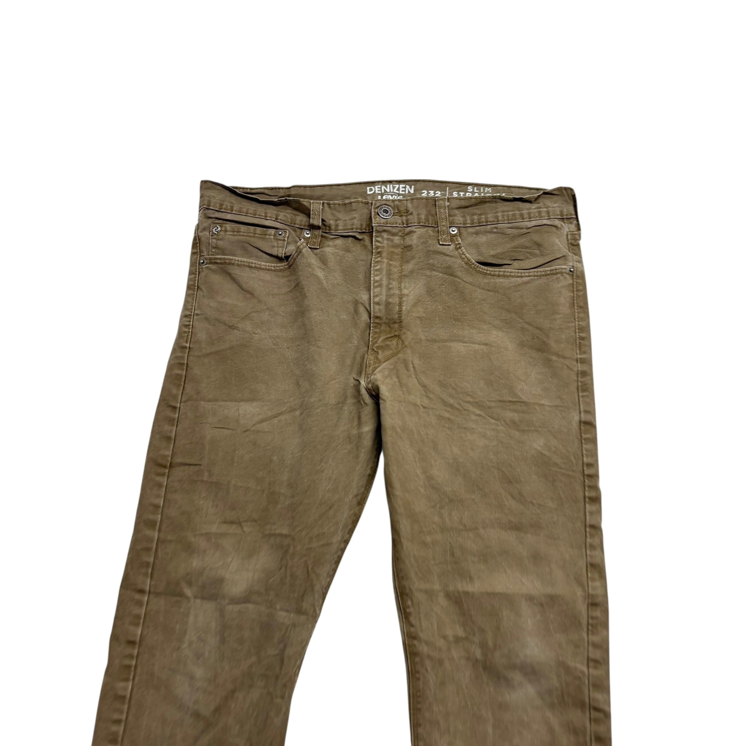 Levis Denizen Jeans W36 L30 Mens Brown Slim Straight Fit Stretch Denim