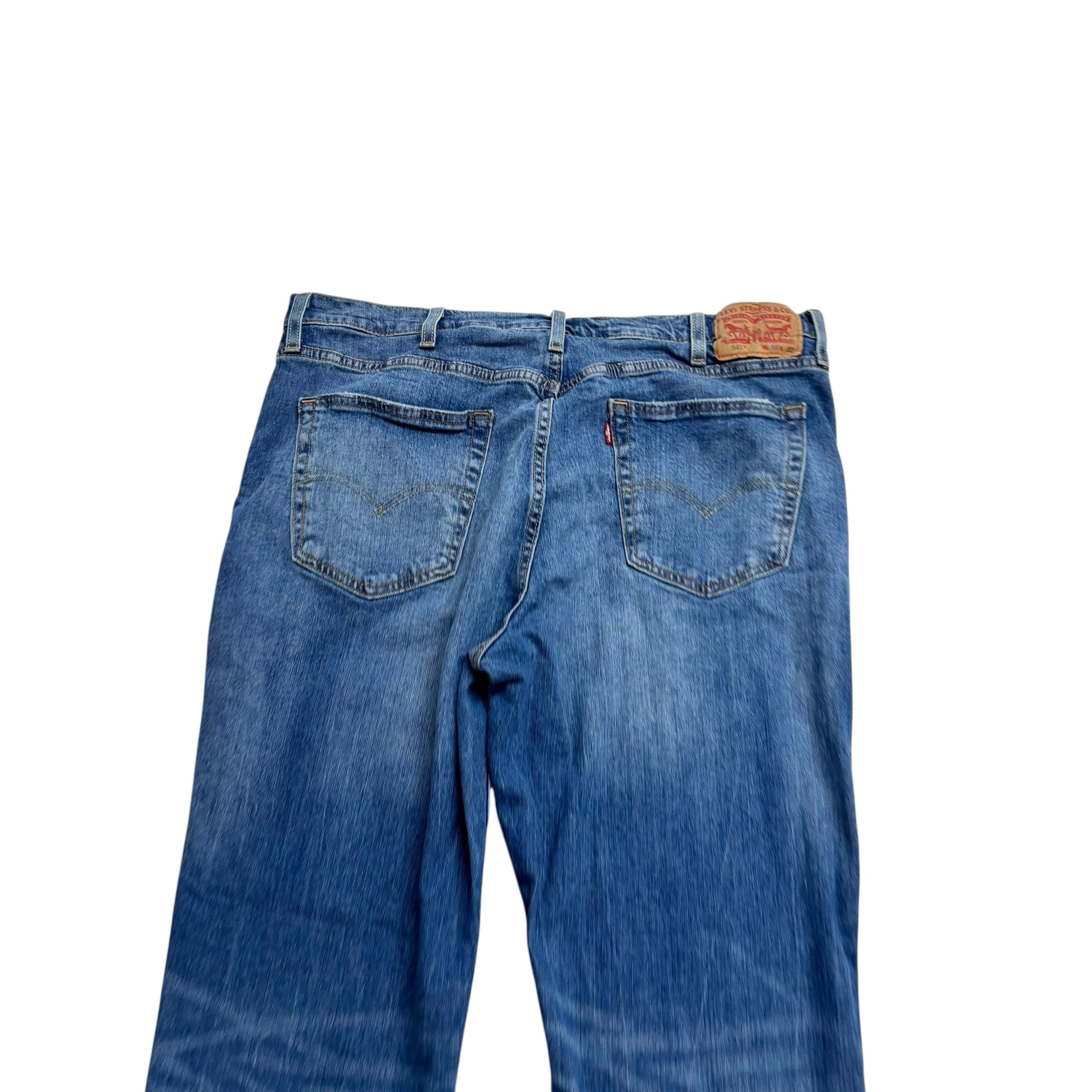 Levis 541 Jeans W38 L32 Mens Mid Blue Athletic Tapered Fit Stretch Denim