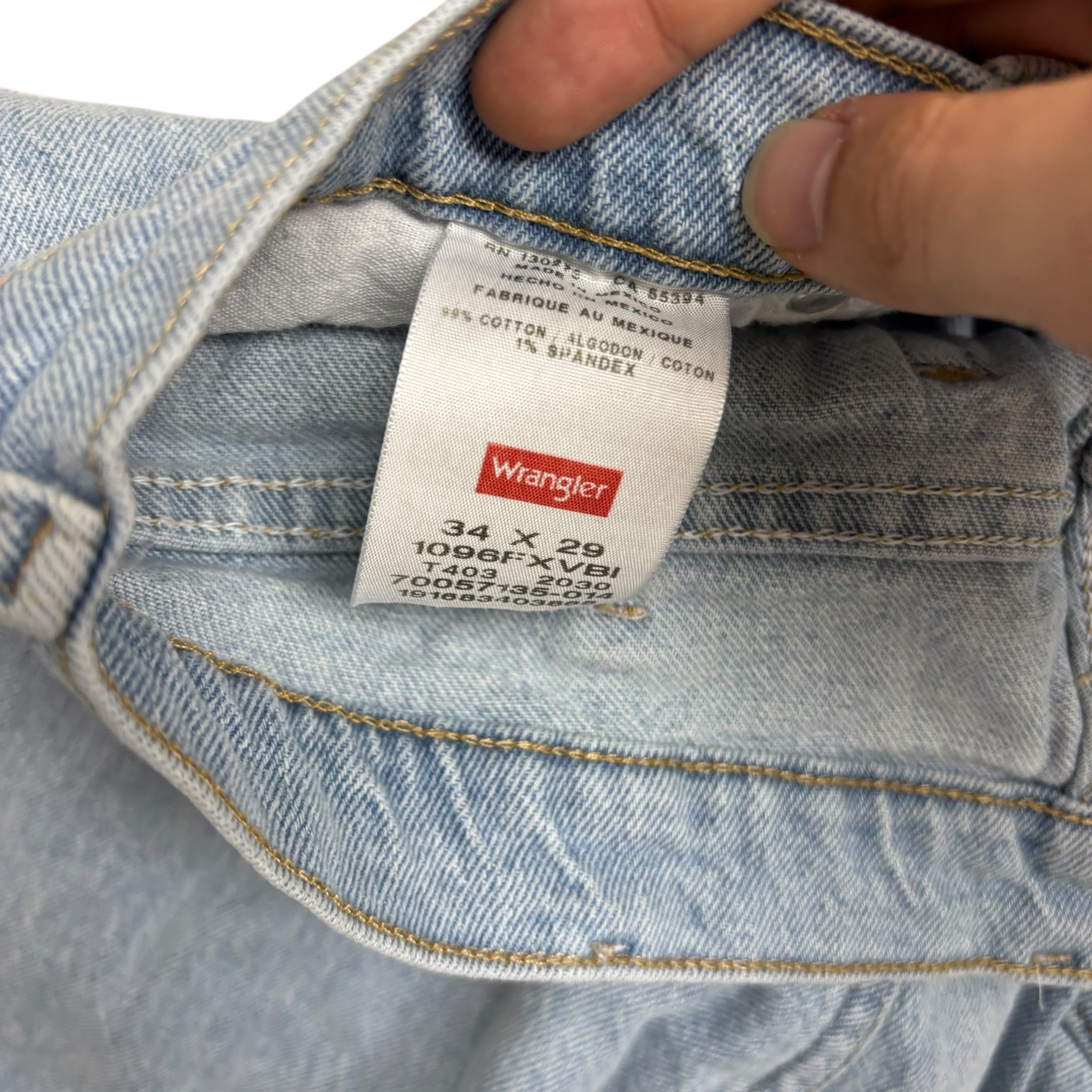 Wrangler Jeans W34 L29 Mens Light Blue Regular Straight Fit Stretch Denim