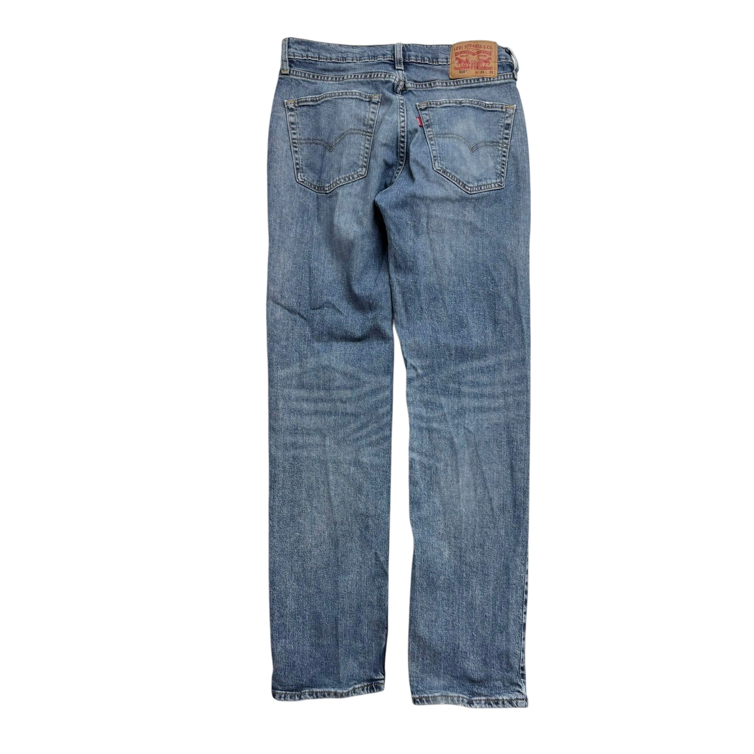 Levis 514 Jeans W31 L32 Mens Mid Blue Regular Straight Fit Stretch Denim