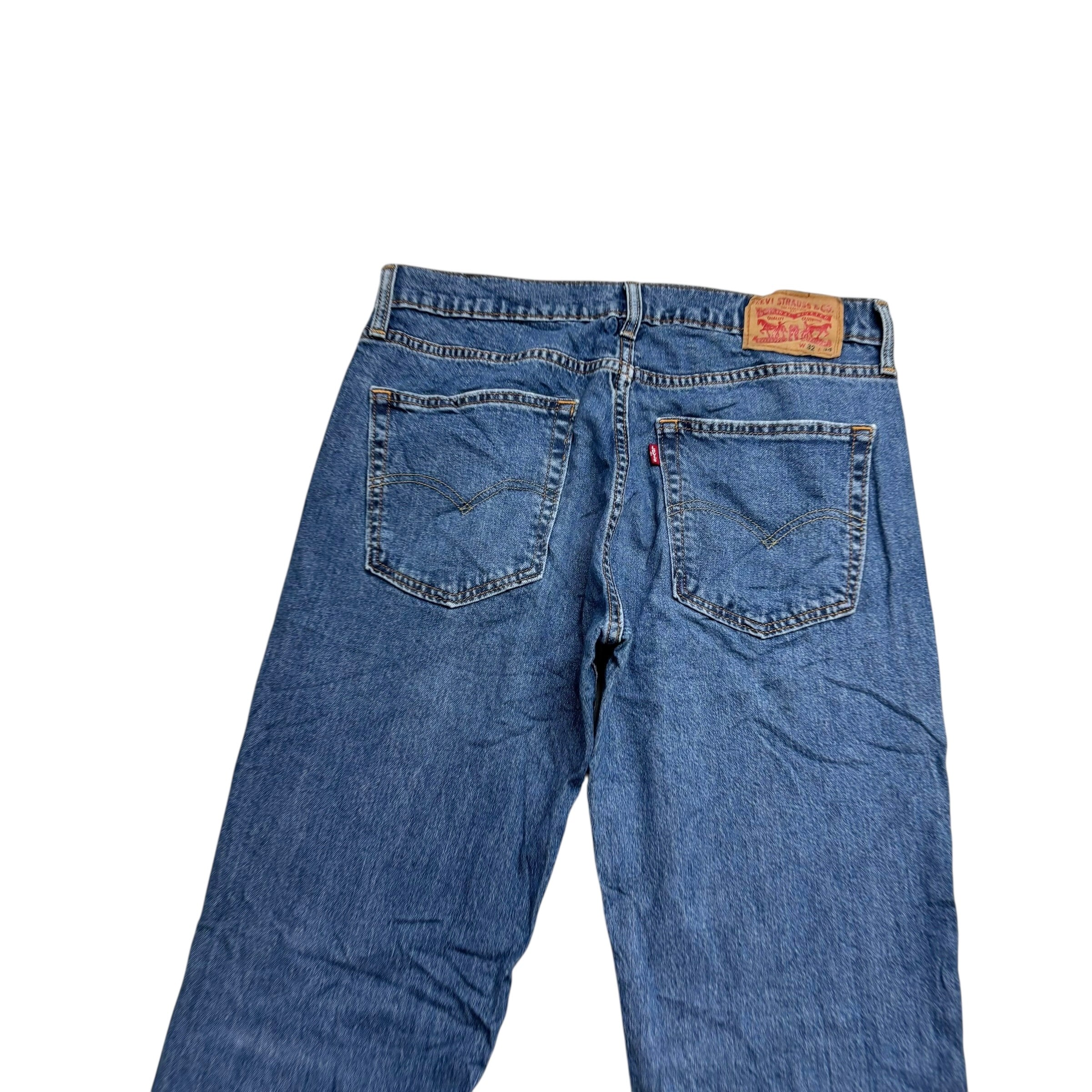 Levis 514 Jeans W32 L34 Mens Mid Blue Regular Straight Fit Stretch Denim (E)